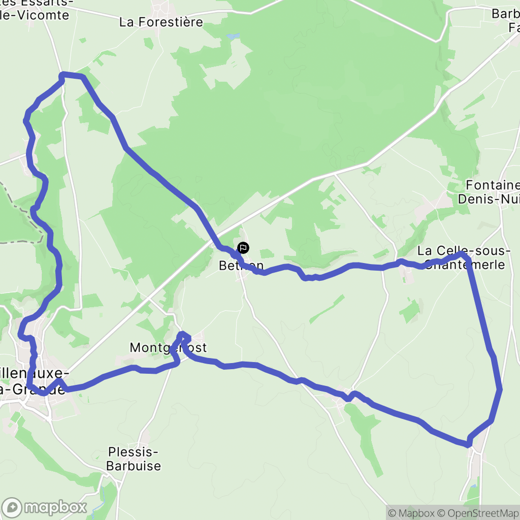 Bethon : carte du parcours de randonnée - France