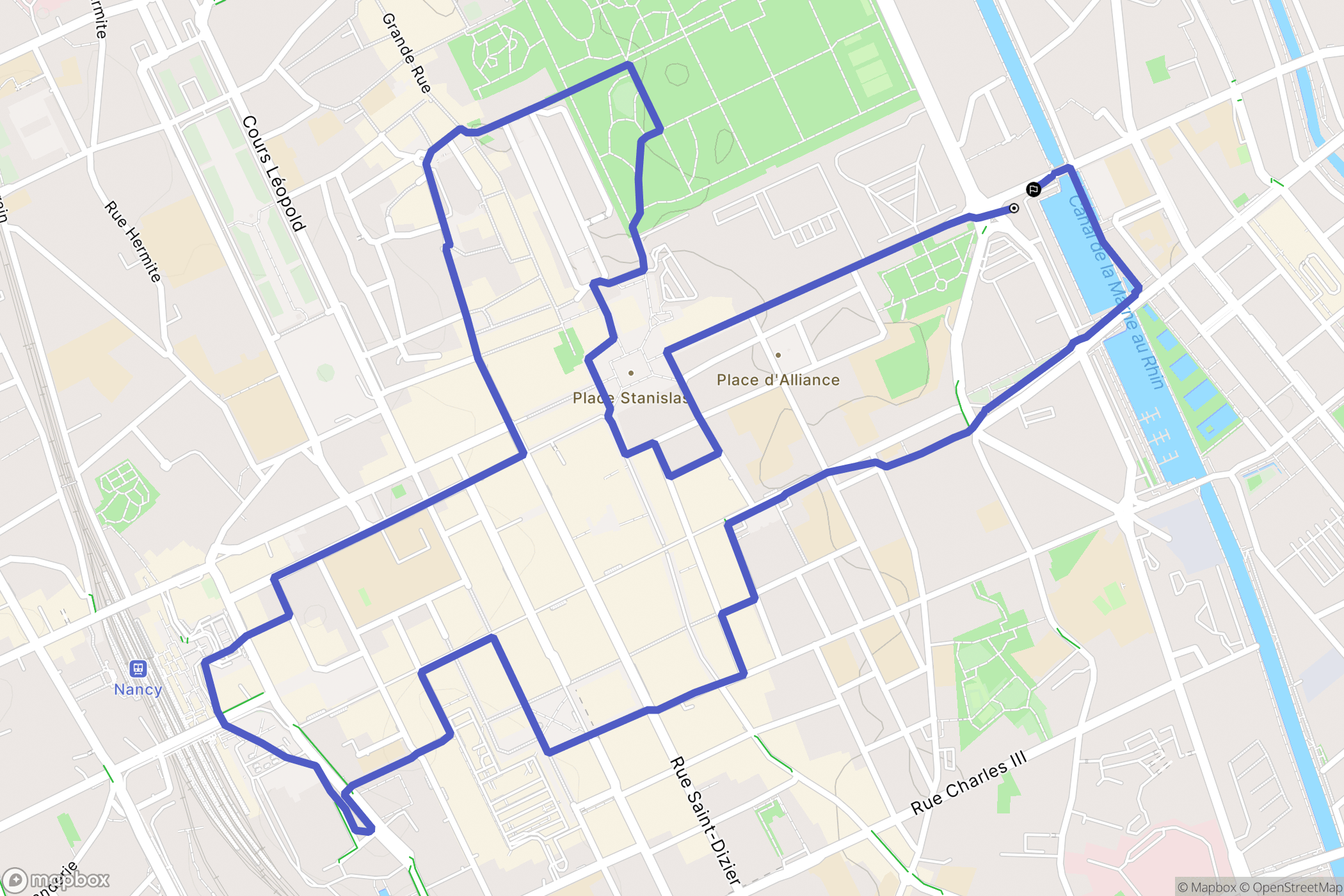 Nancy : carte du parcours de randonnée - France