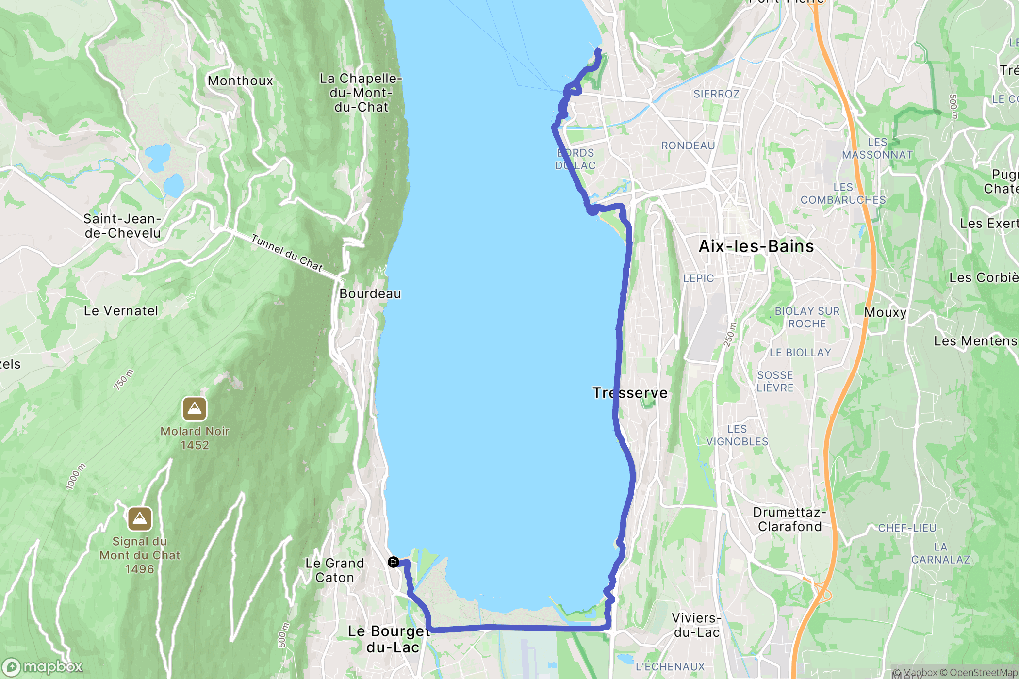 Le Bourget-du-Lac : carte du parcours de randonnée - France