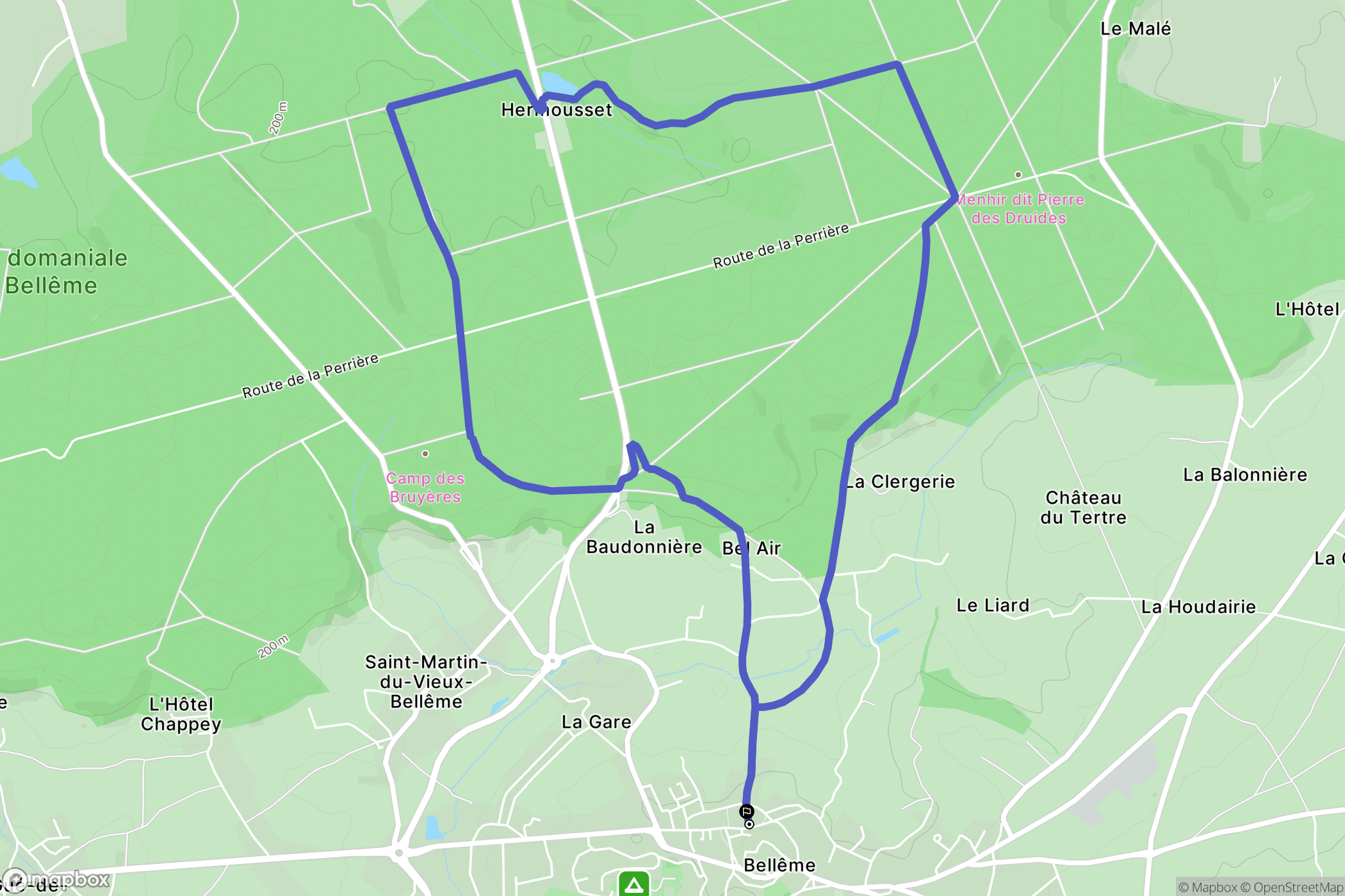 Bellême : carte du parcours de randonnée - France