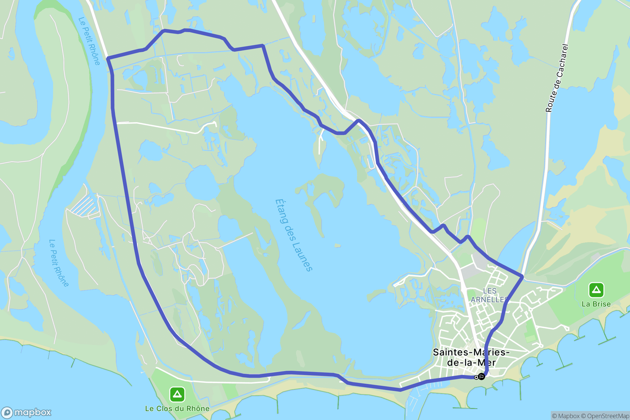 Saintes-Maries-de-la-Mer : carte du parcours de randonnée - France