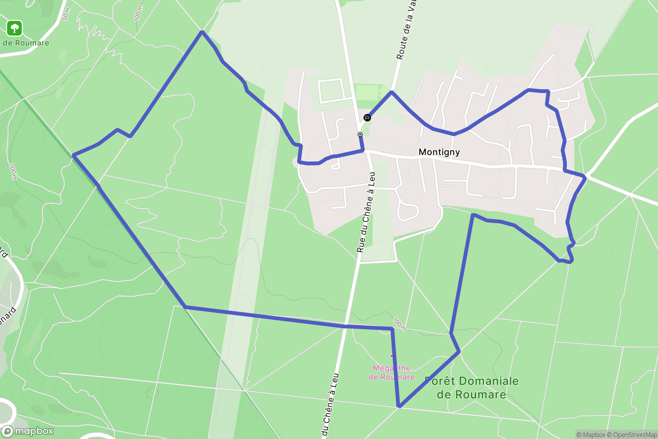 Montigny : carte du parcours de randonnée - France