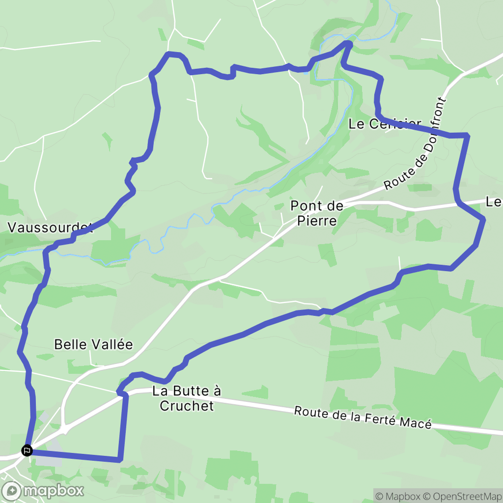 Domfront-en-Poiraie : carte du parcours de randonnée - France