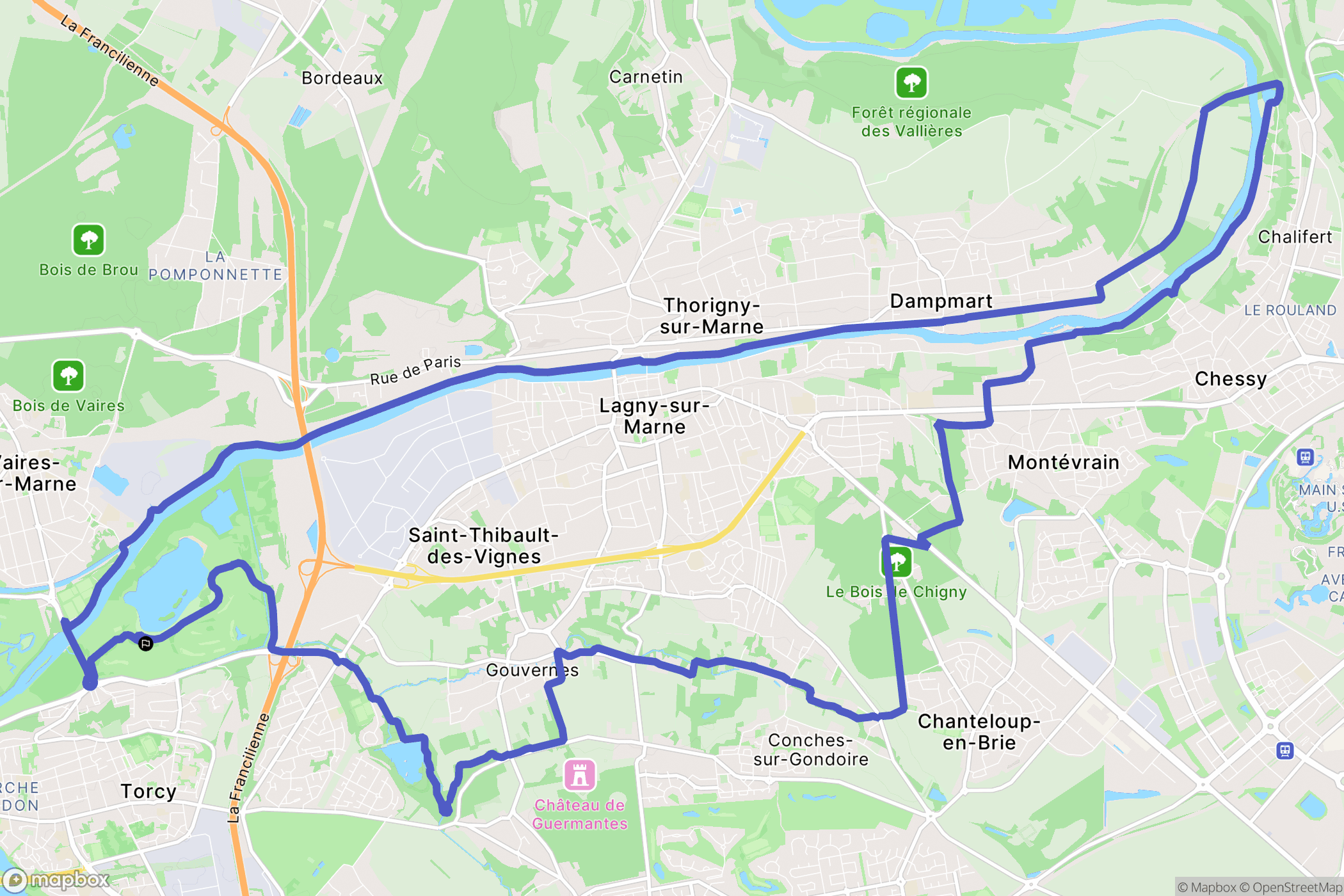 Torcy : carte du parcours de randonnée - France
