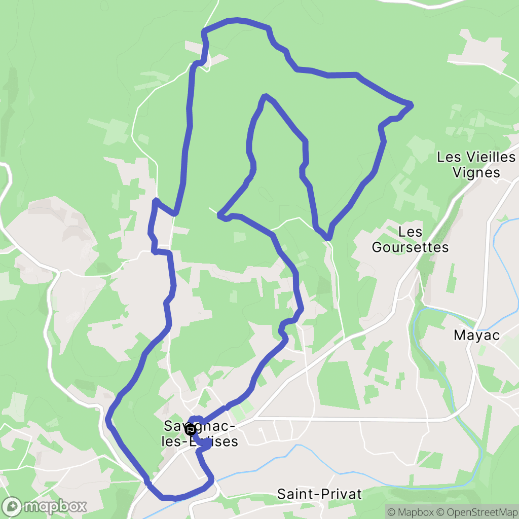 Savignac-les-Églises : carte du parcours de randonnée - France