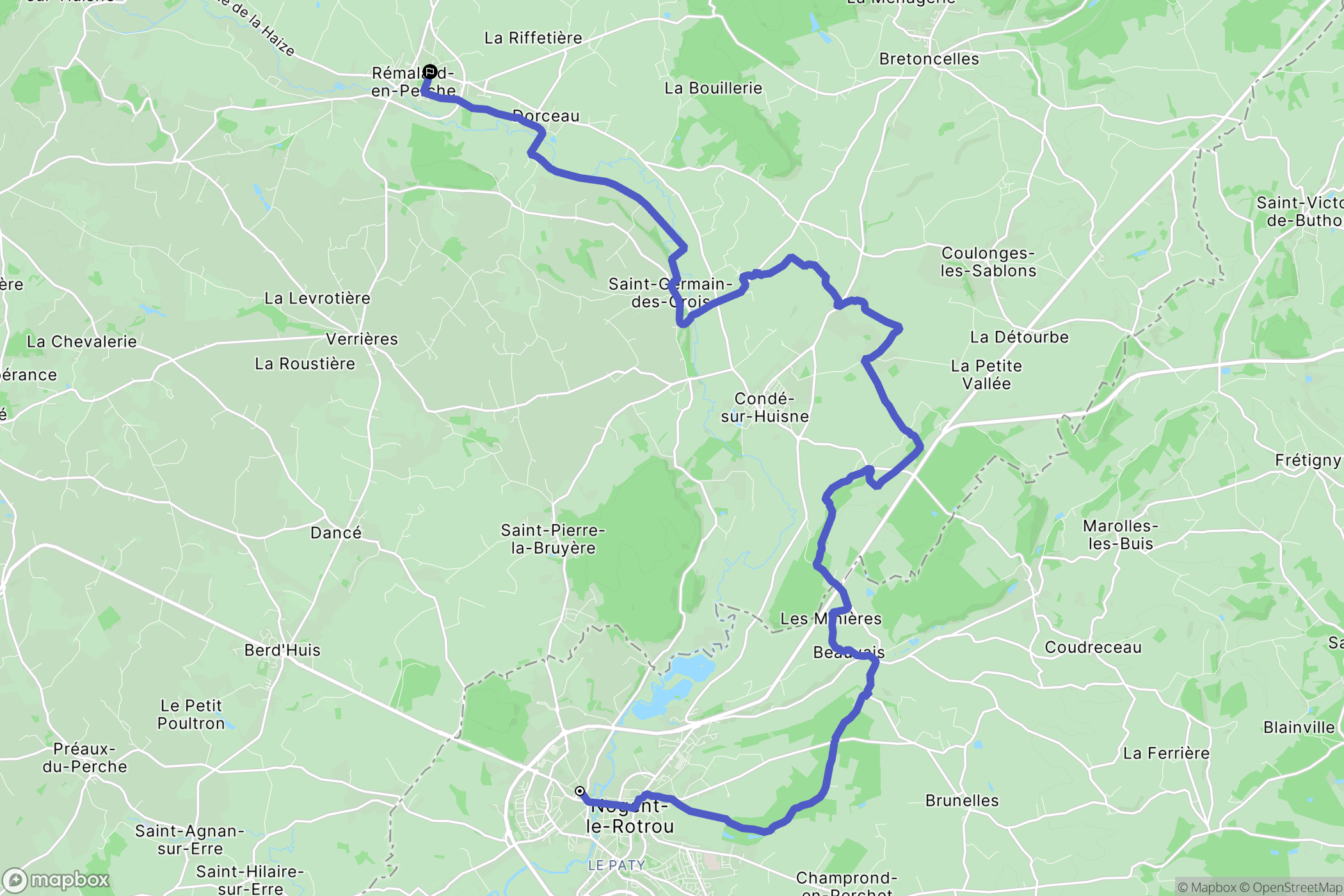 Nogent-le-Rotrou : carte du parcours de randonnée - France
