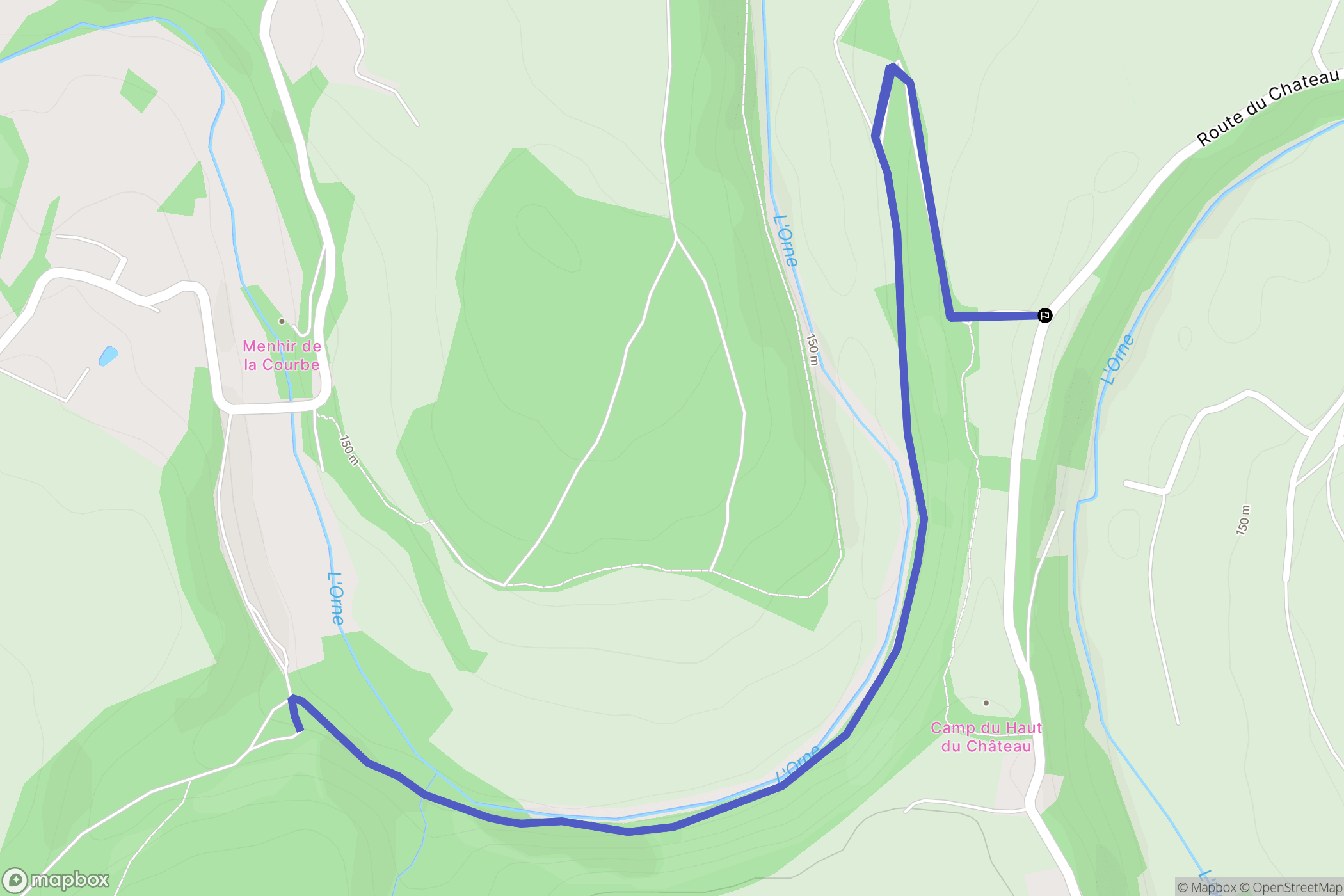 La Courbe : carte du parcours de randonnée - France