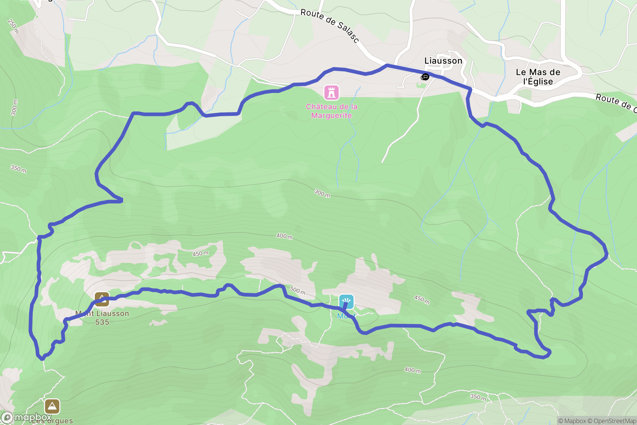 Liausson : carte du parcours de randonnée - France
