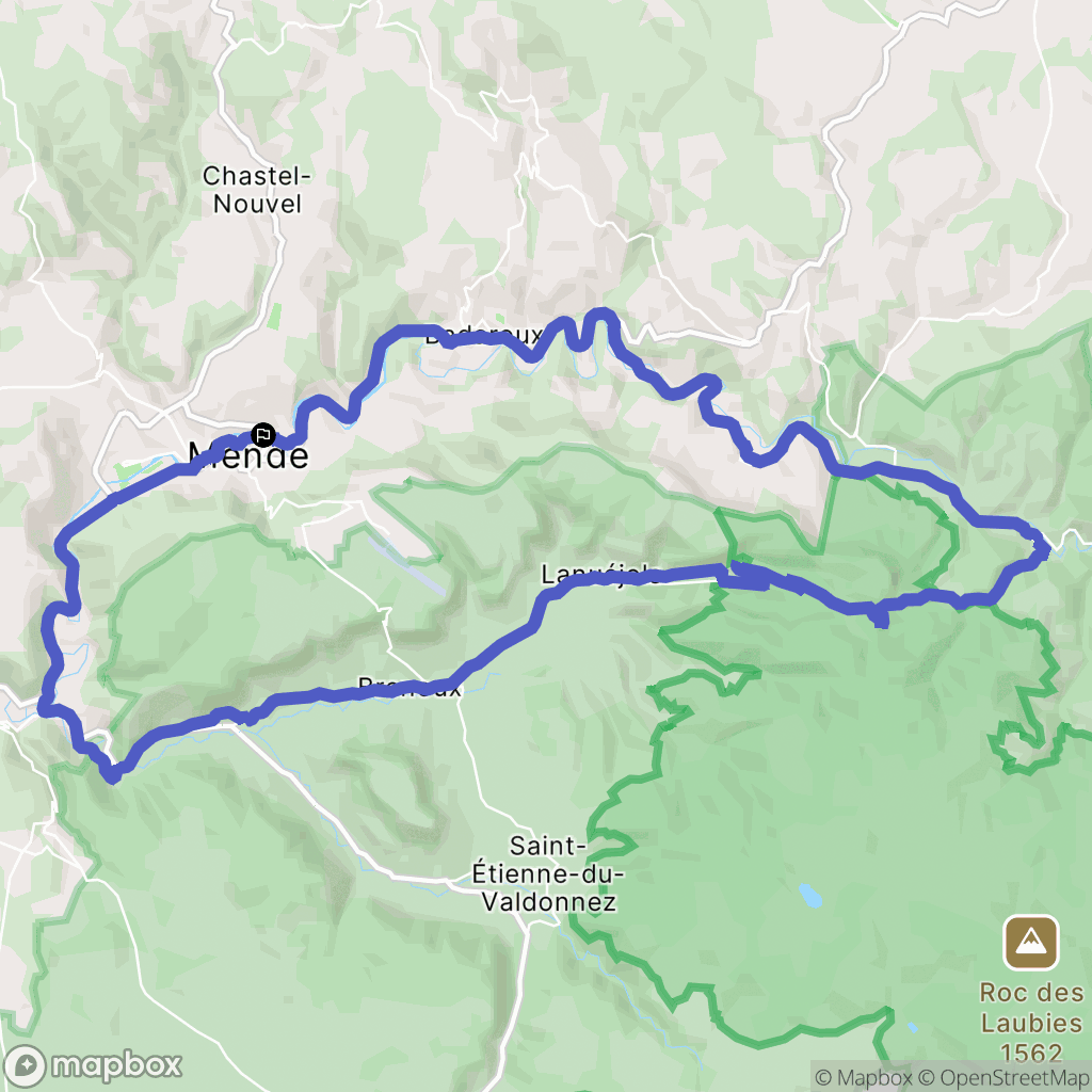 Mende : carte du parcours de randonnée - France