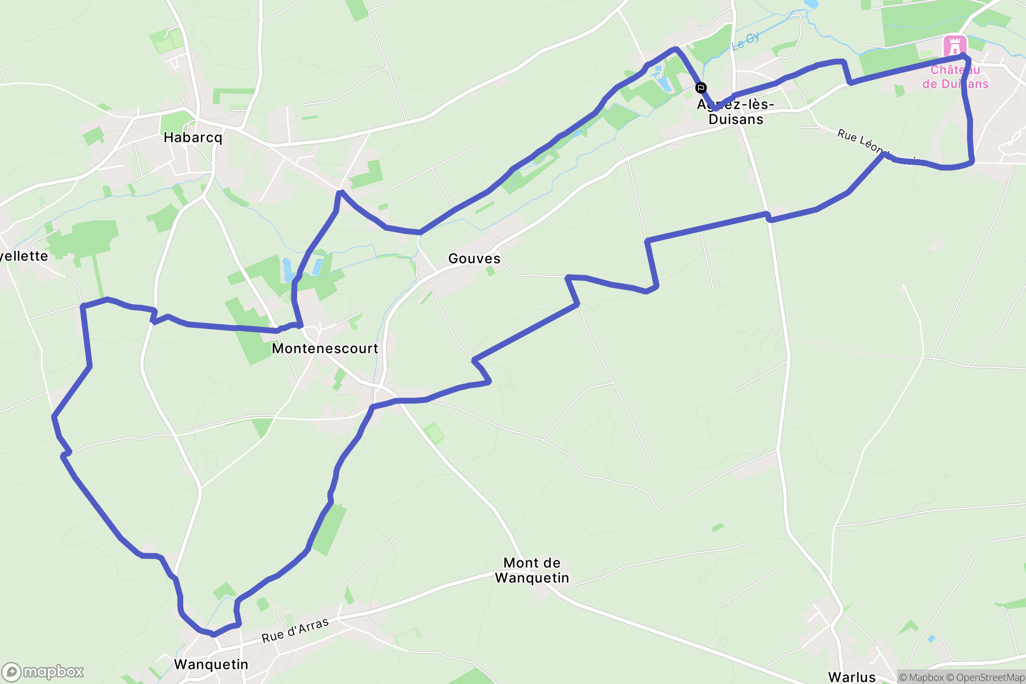 Agnez-lès-Duisans : carte du parcours de randonnée - France