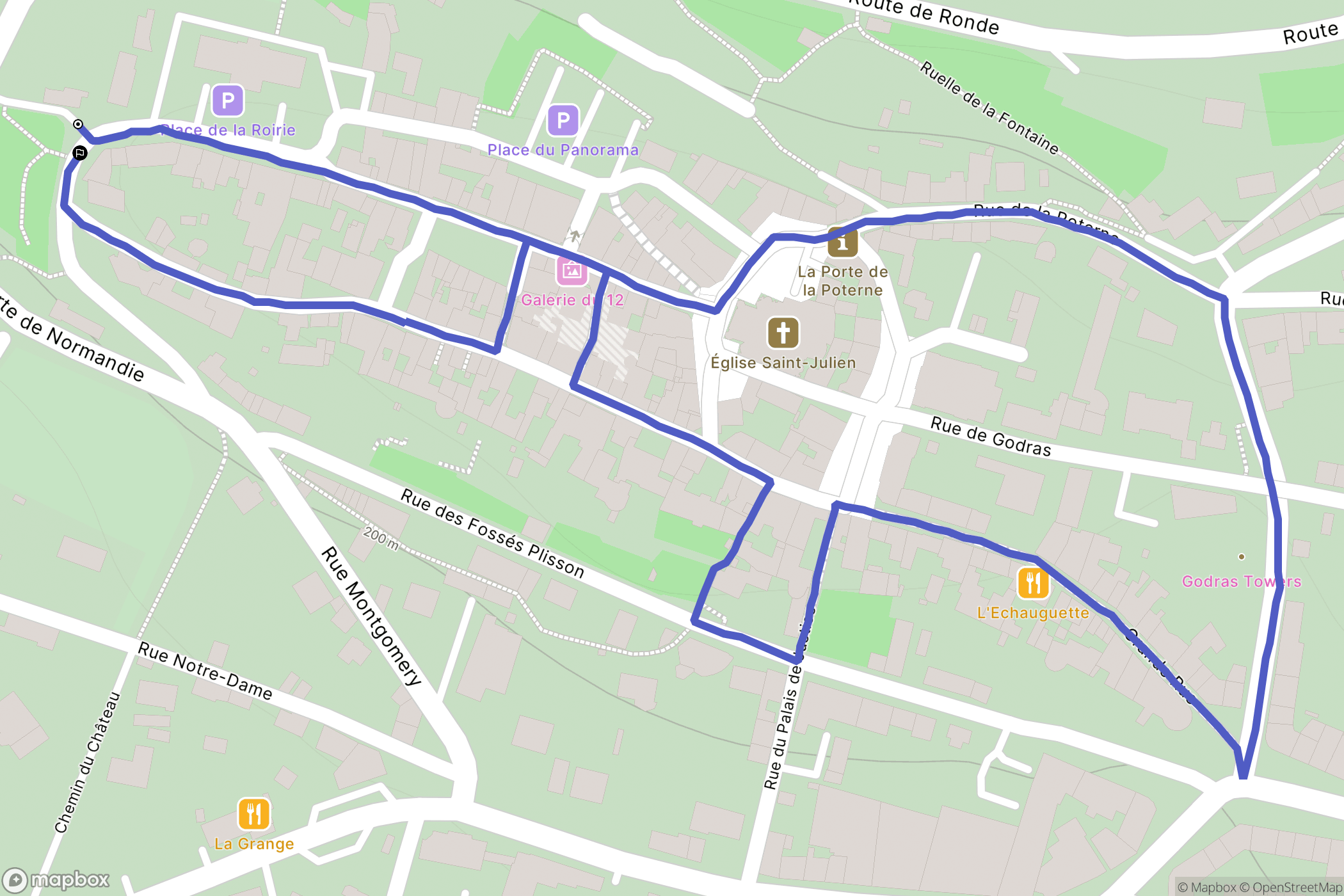 Domfront : carte du parcours de randonnée - France