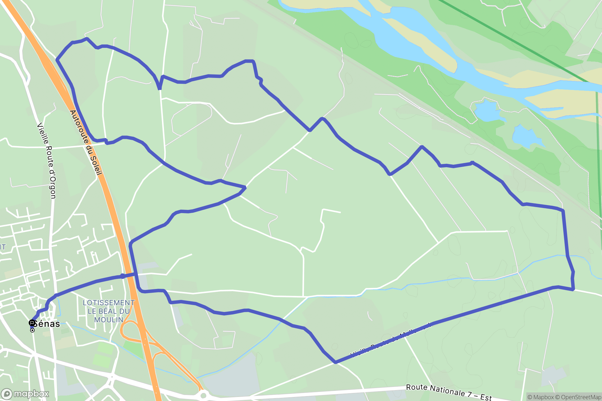 Sénas : carte du parcours de randonnée - France