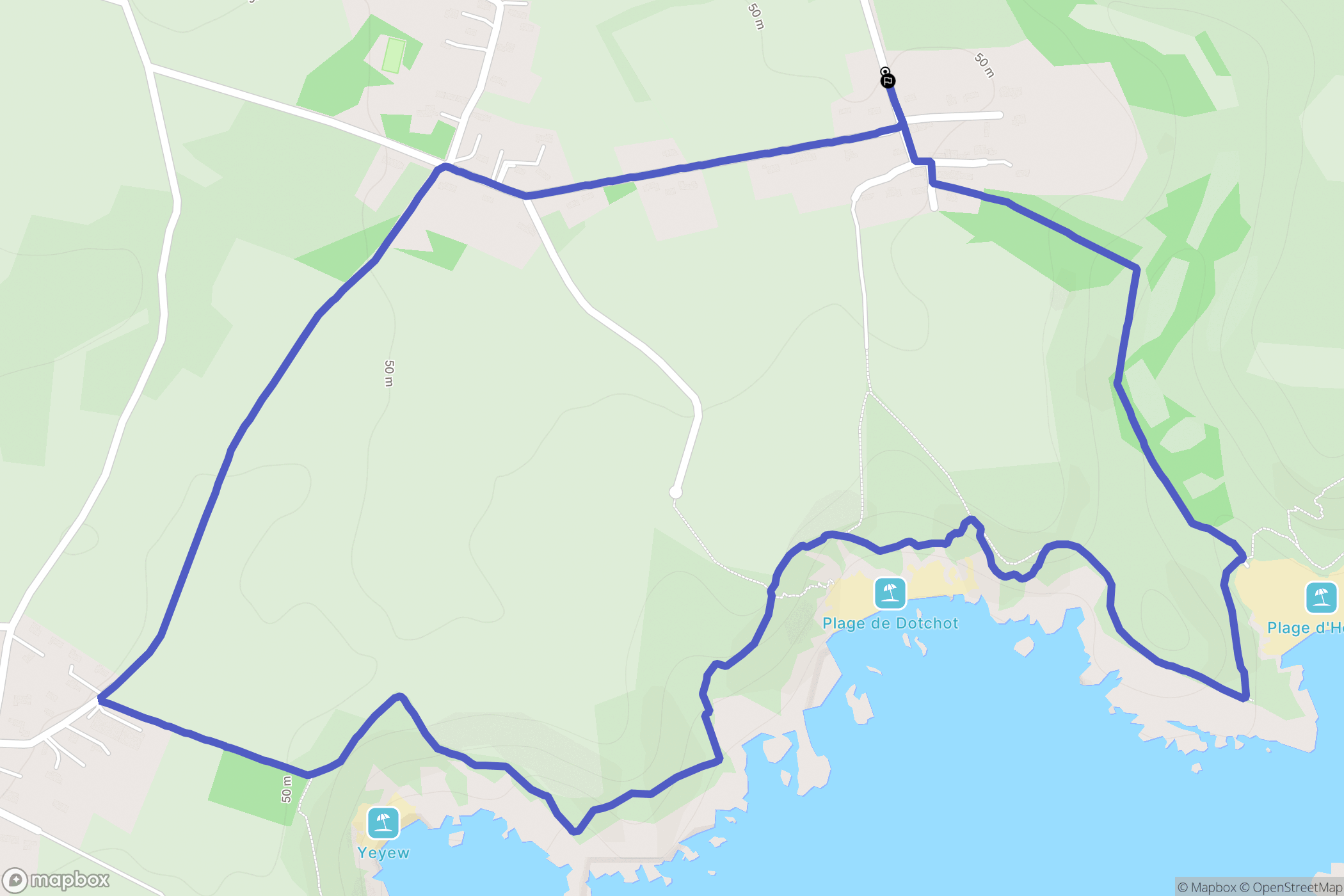 Bangor (Belle-Île-en-Mer) : carte du parcours de randonnée - France