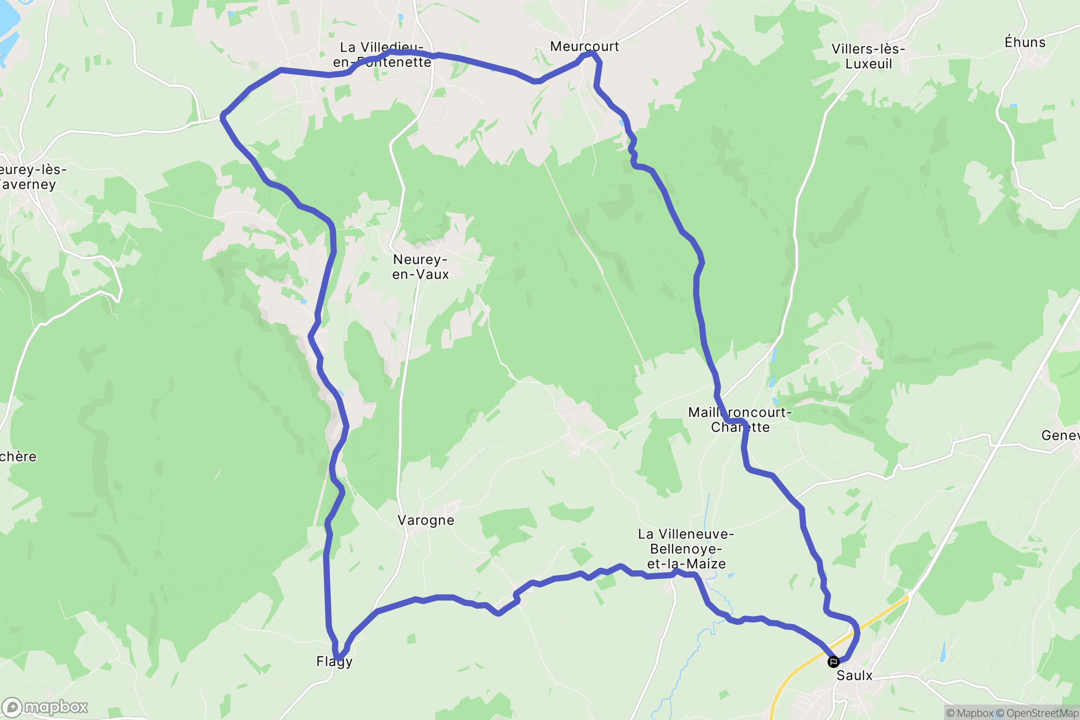 Saulx : carte du parcours de randonnée - France