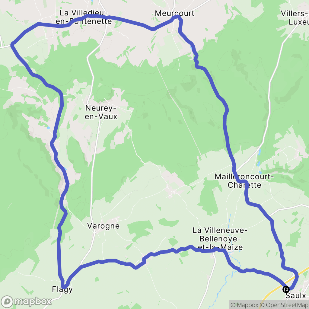 Saulx : carte du parcours de randonnée - France