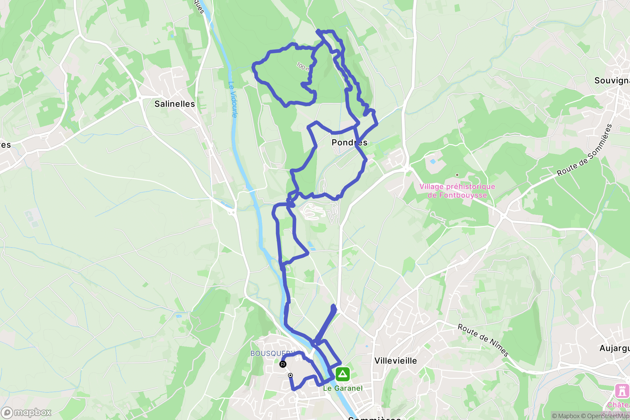Sommières : carte du parcours de randonnée - France