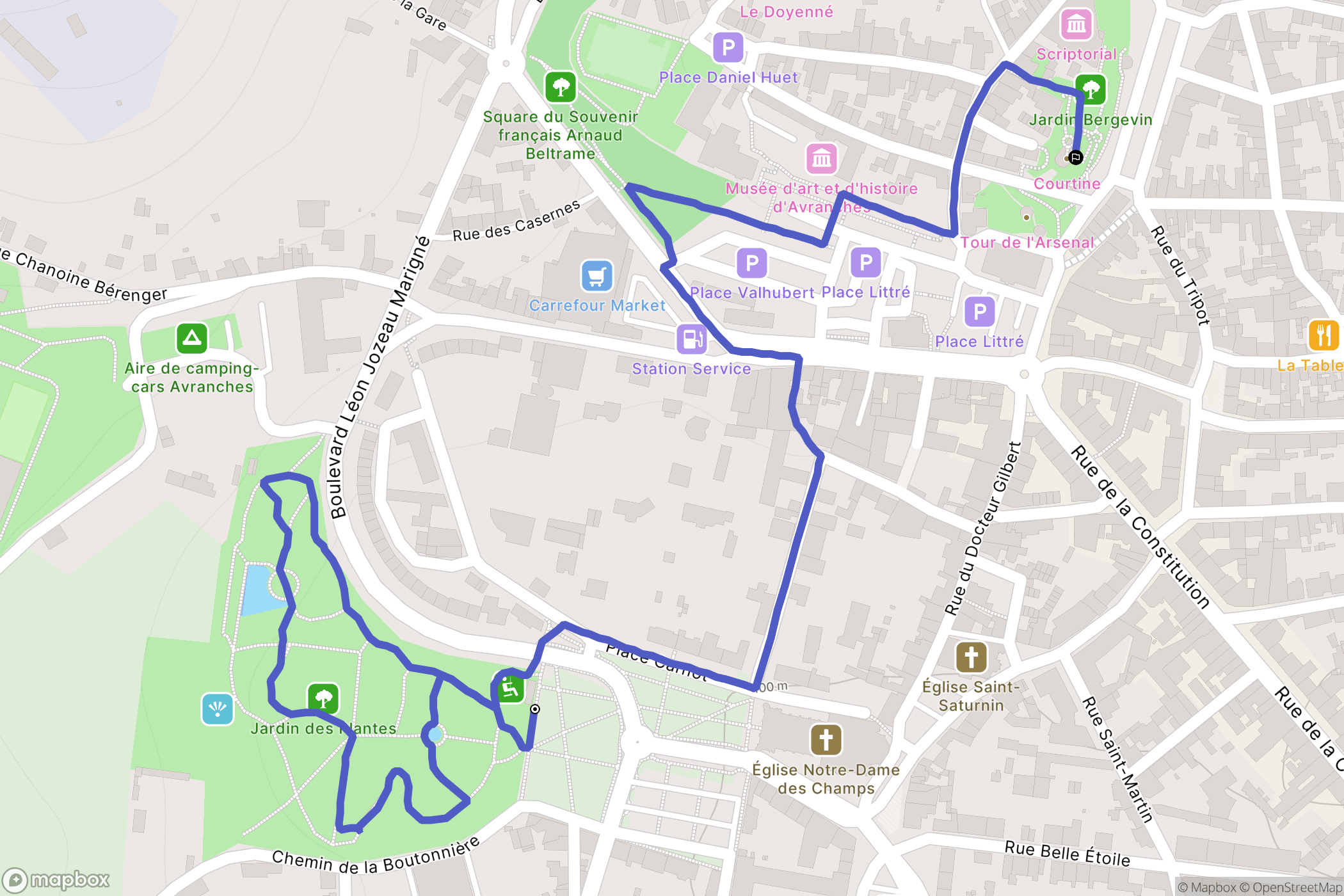 Avranches : carte du parcours de randonnée - France