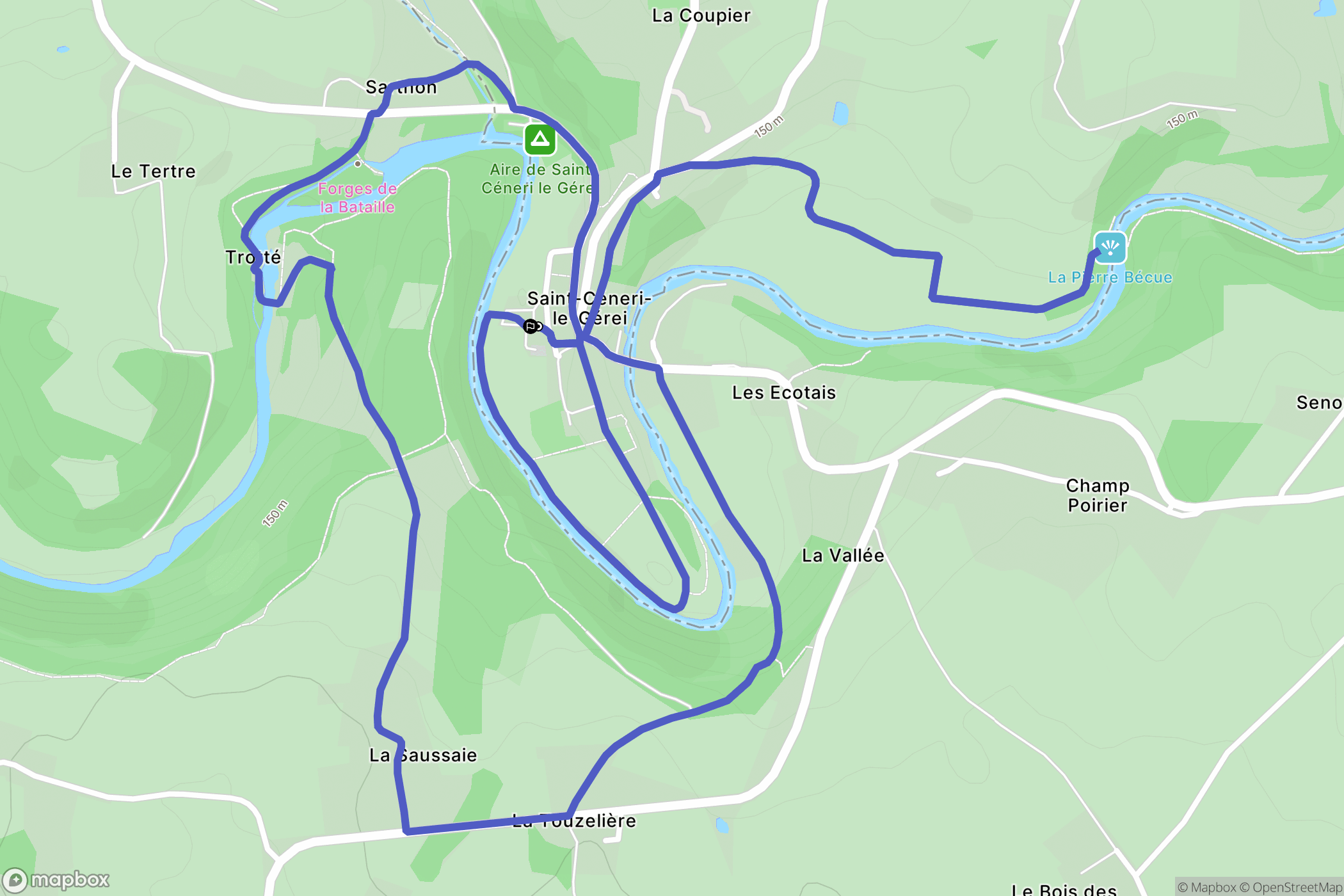 Saint-Céneri-le-Gérei : carte du parcours de randonnée - France