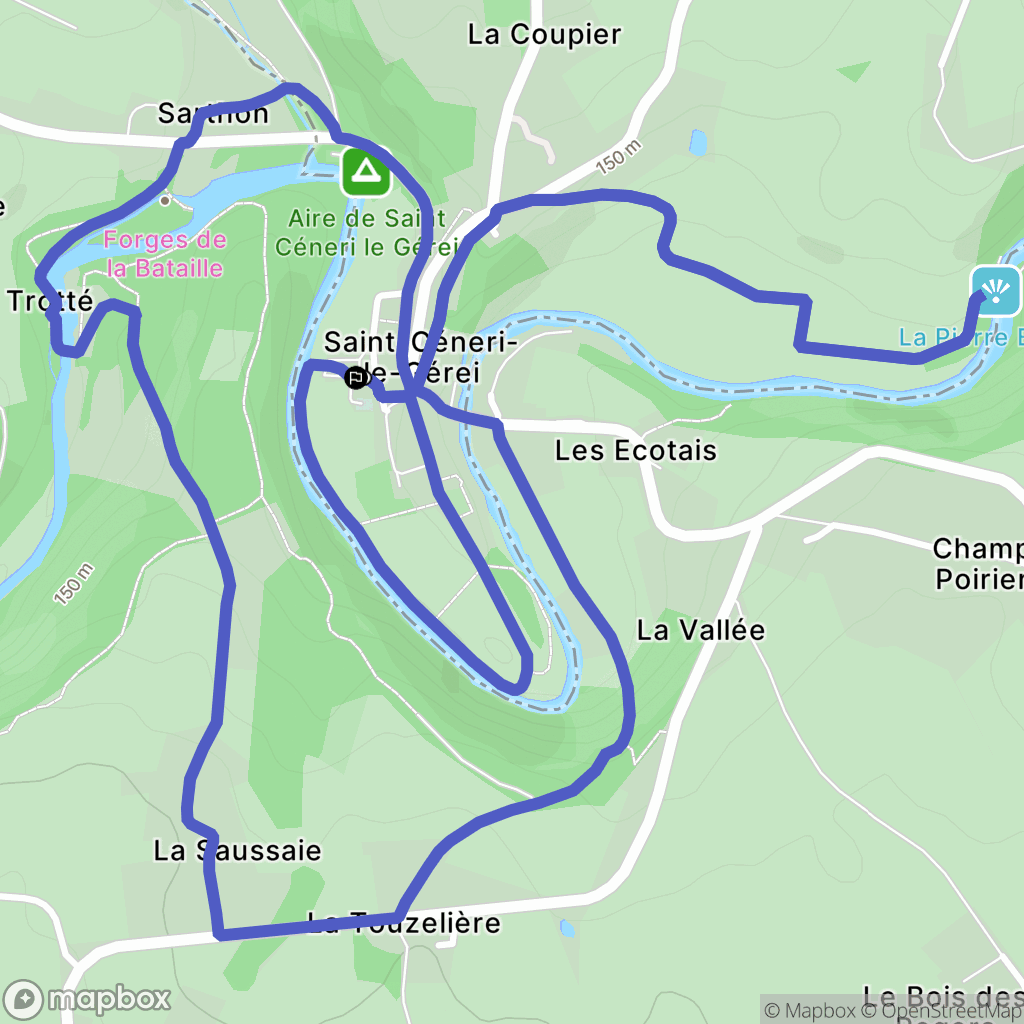Saint-Céneri-le-Gérei : carte du parcours de randonnée - France