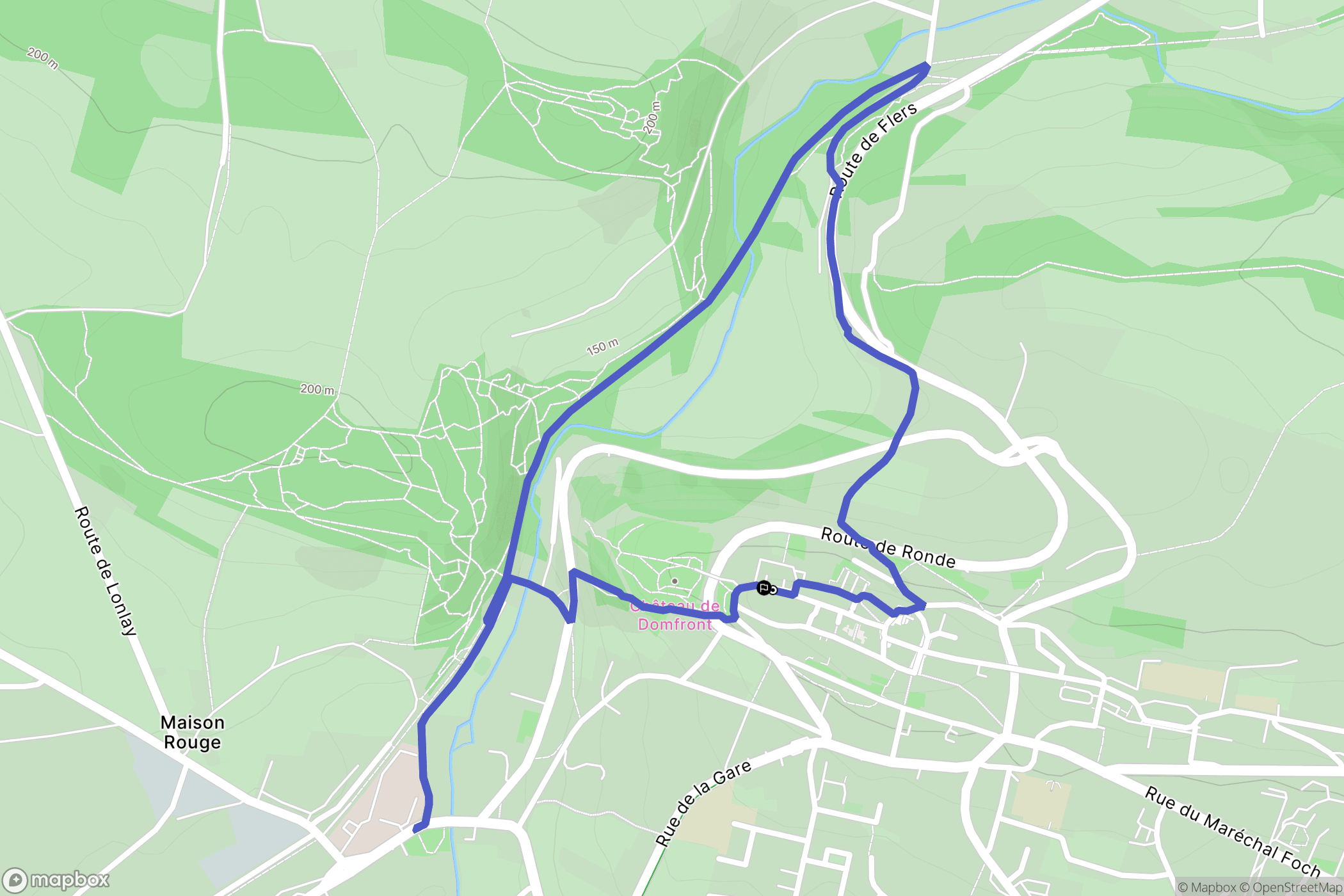 Domfront-en-Poiraie : carte du parcours de randonnée - France