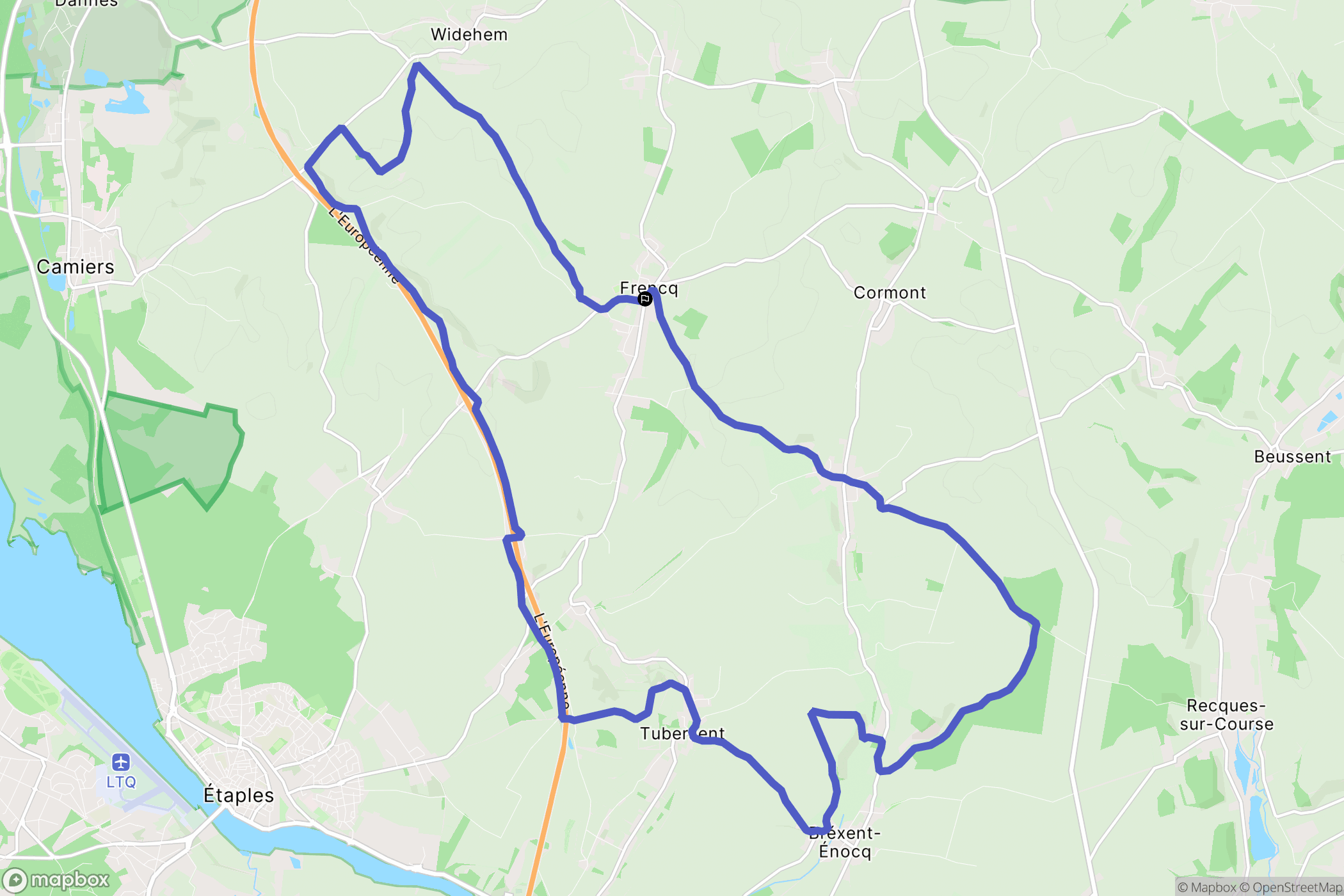 Frencq : carte du parcours de randonnée - France