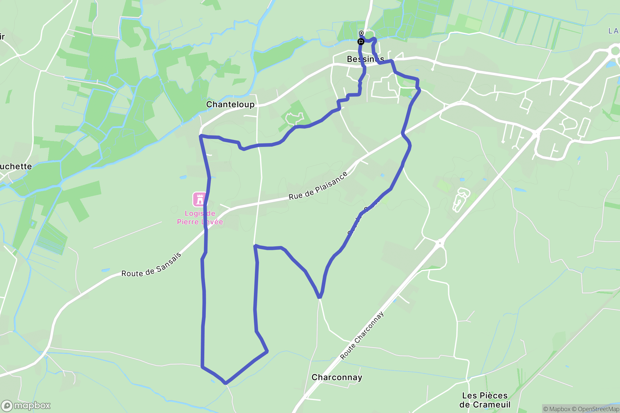 Bessines : carte du parcours de randonnée - France
