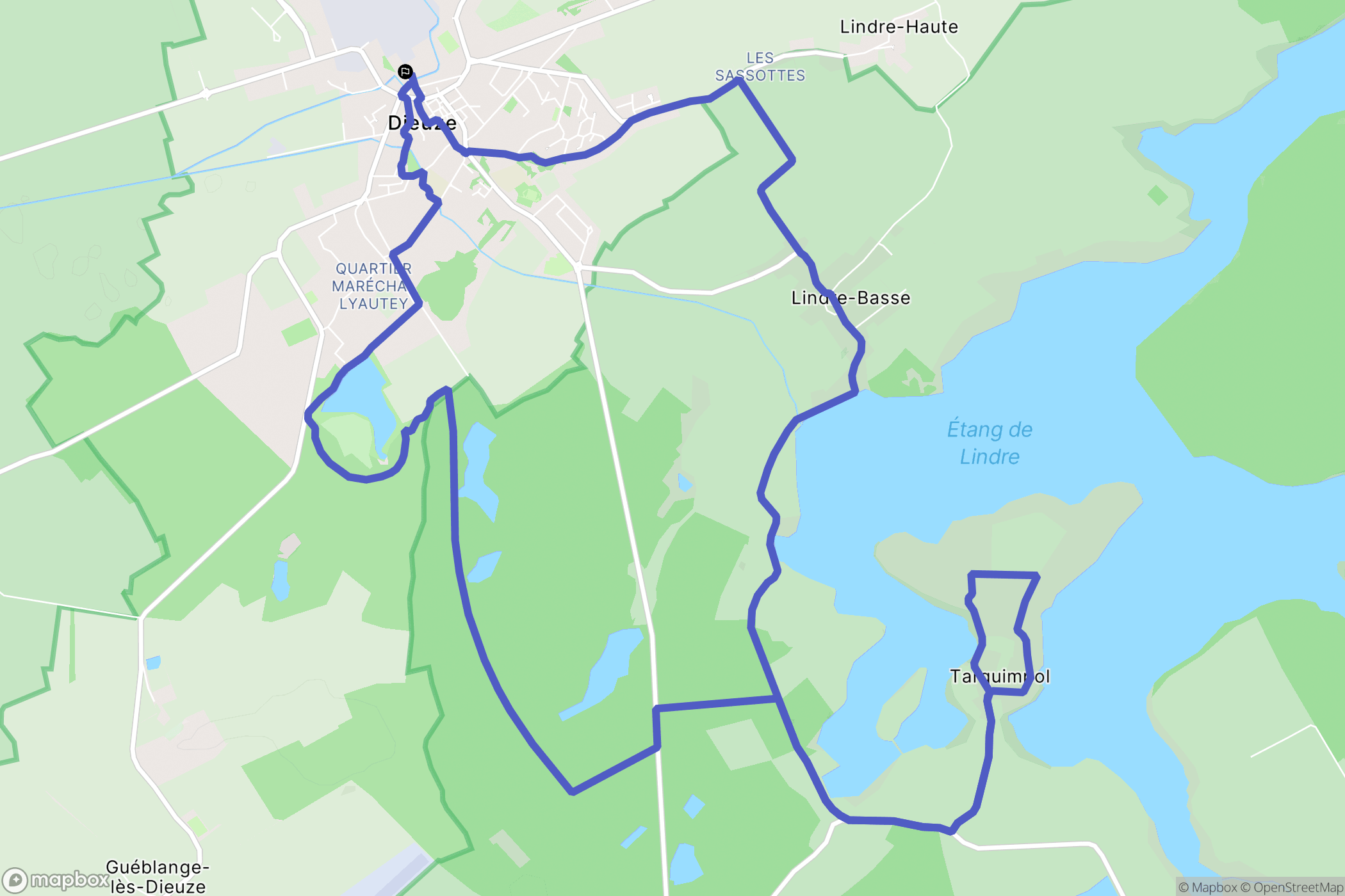 Dieuze : carte du parcours de randonnée - France
