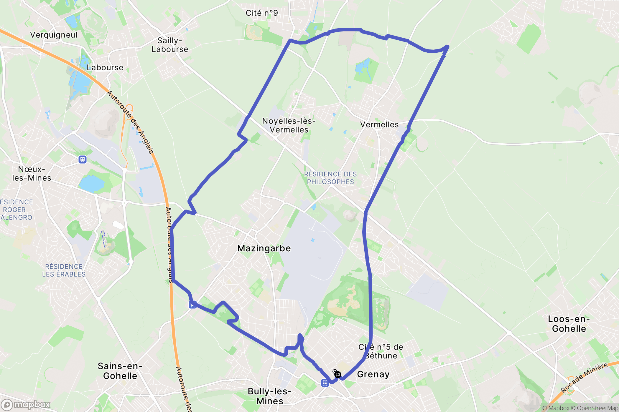 Grenay : carte du parcours de randonnée - France