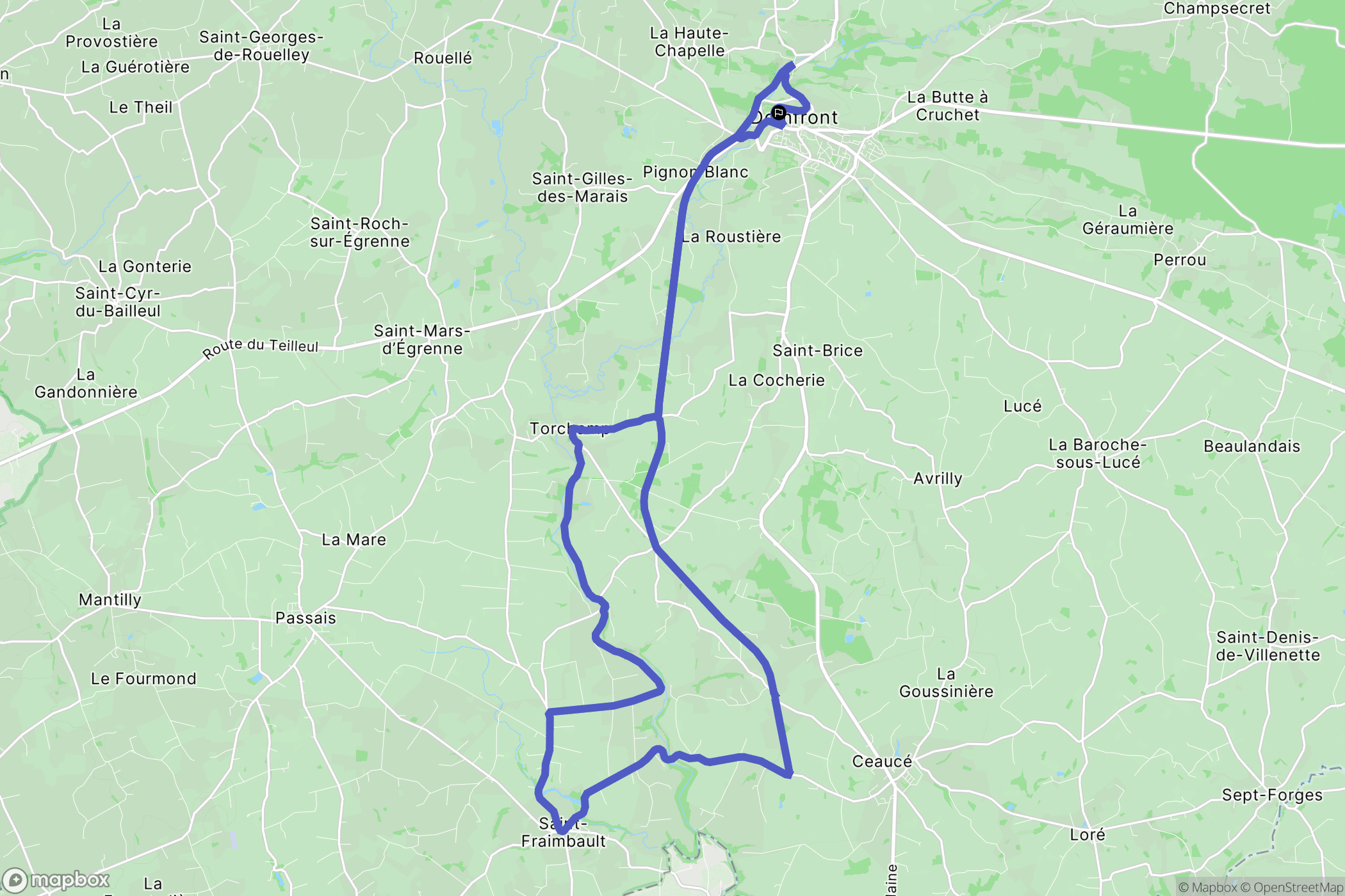 Domfront-en-Poiraie : carte du parcours de randonnée - France
