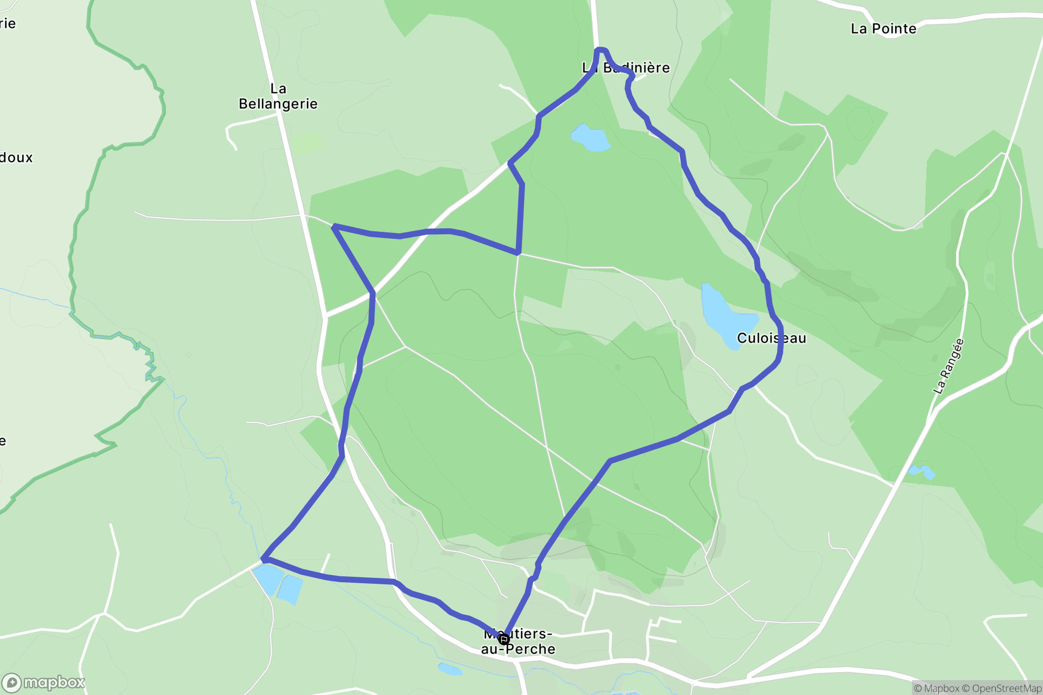 Moutiers-au-Perche : carte du parcours de randonnée - France