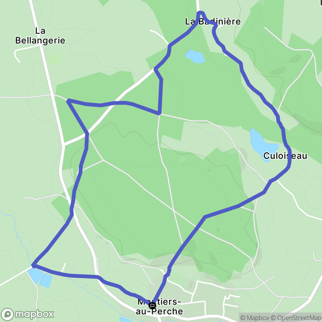 Moutiers-au-Perche : carte du parcours de randonnée - France