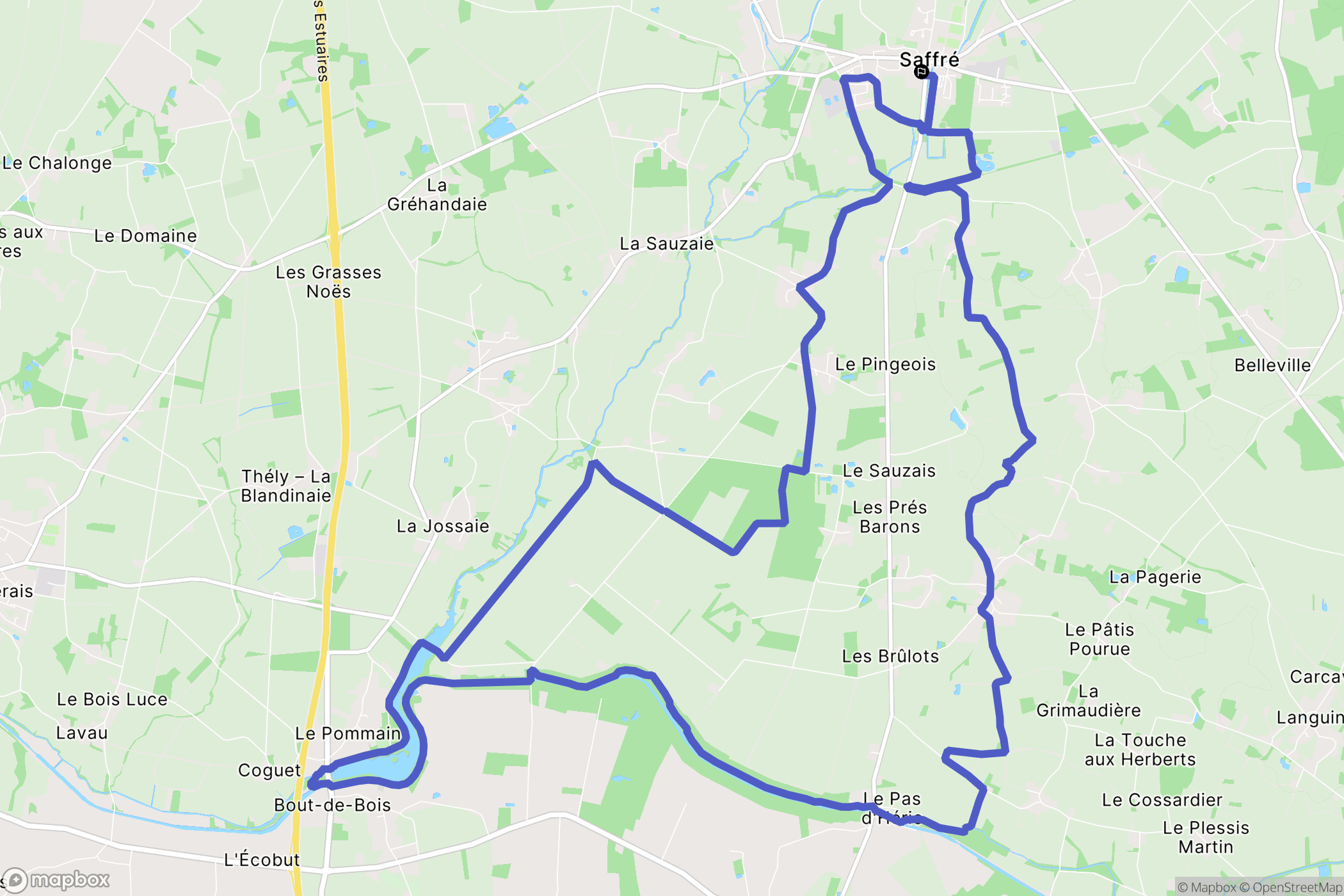 Saffré : carte du parcours de randonnée - France