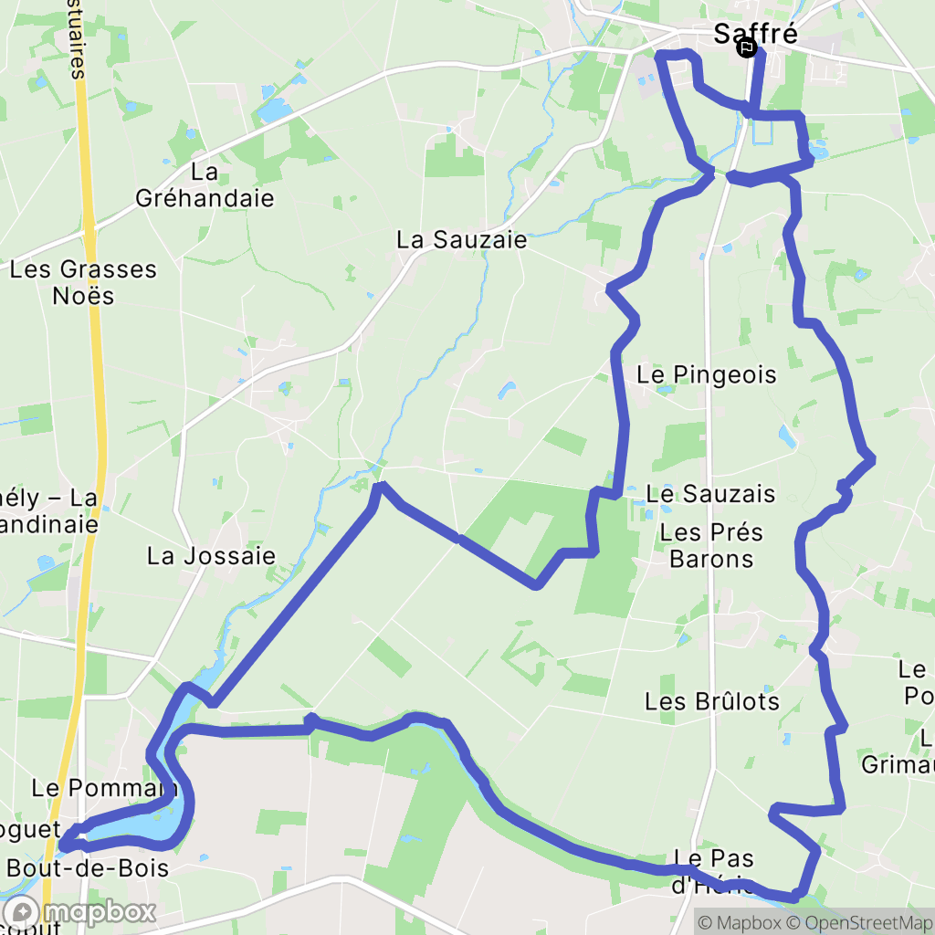 Saffré : carte du parcours de randonnée - France