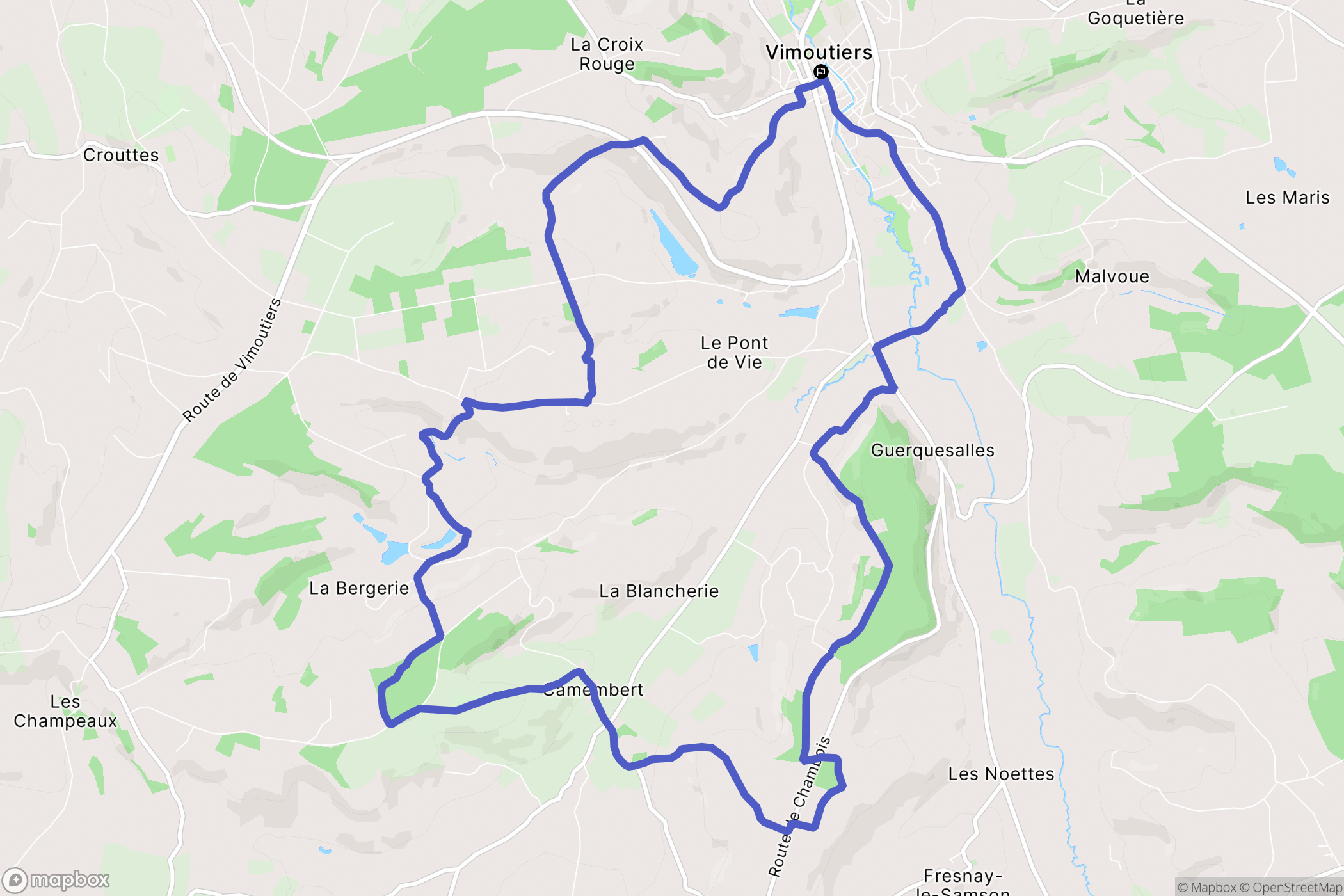 Vimoutiers : carte du parcours de randonnée - France