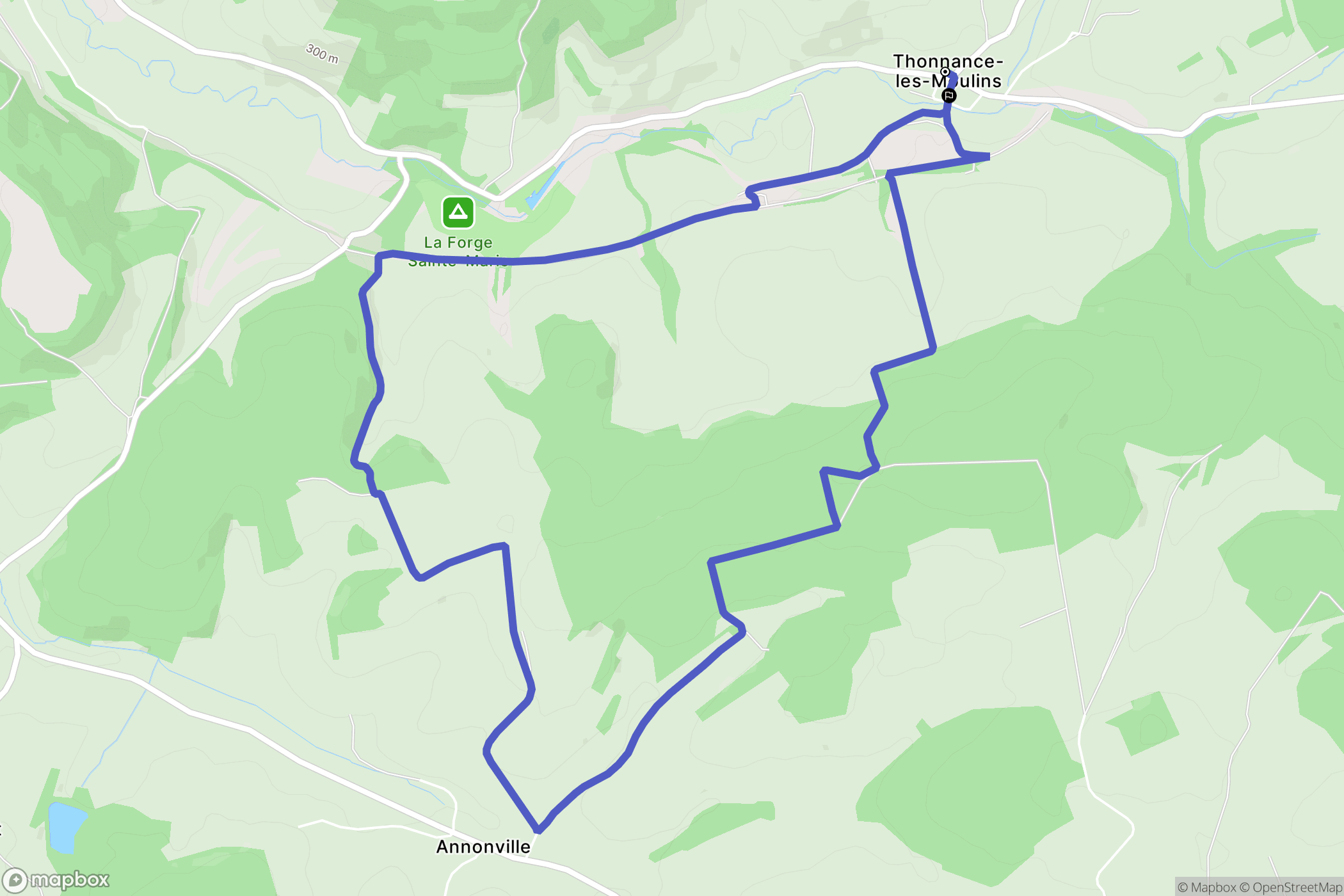 Thonnance-les-Moulins : carte du parcours de randonnée - France