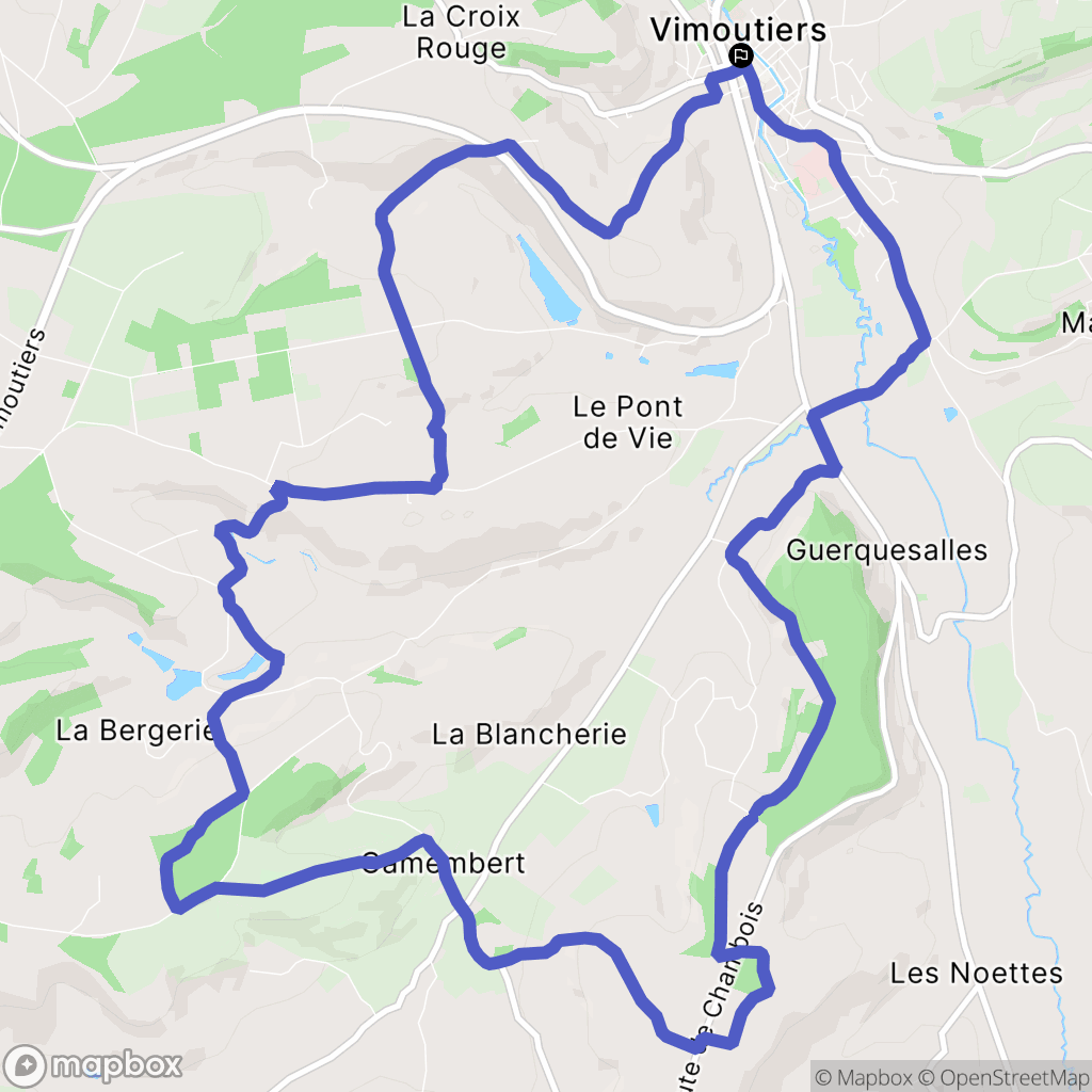Vimoutiers : carte du parcours de randonnée - France