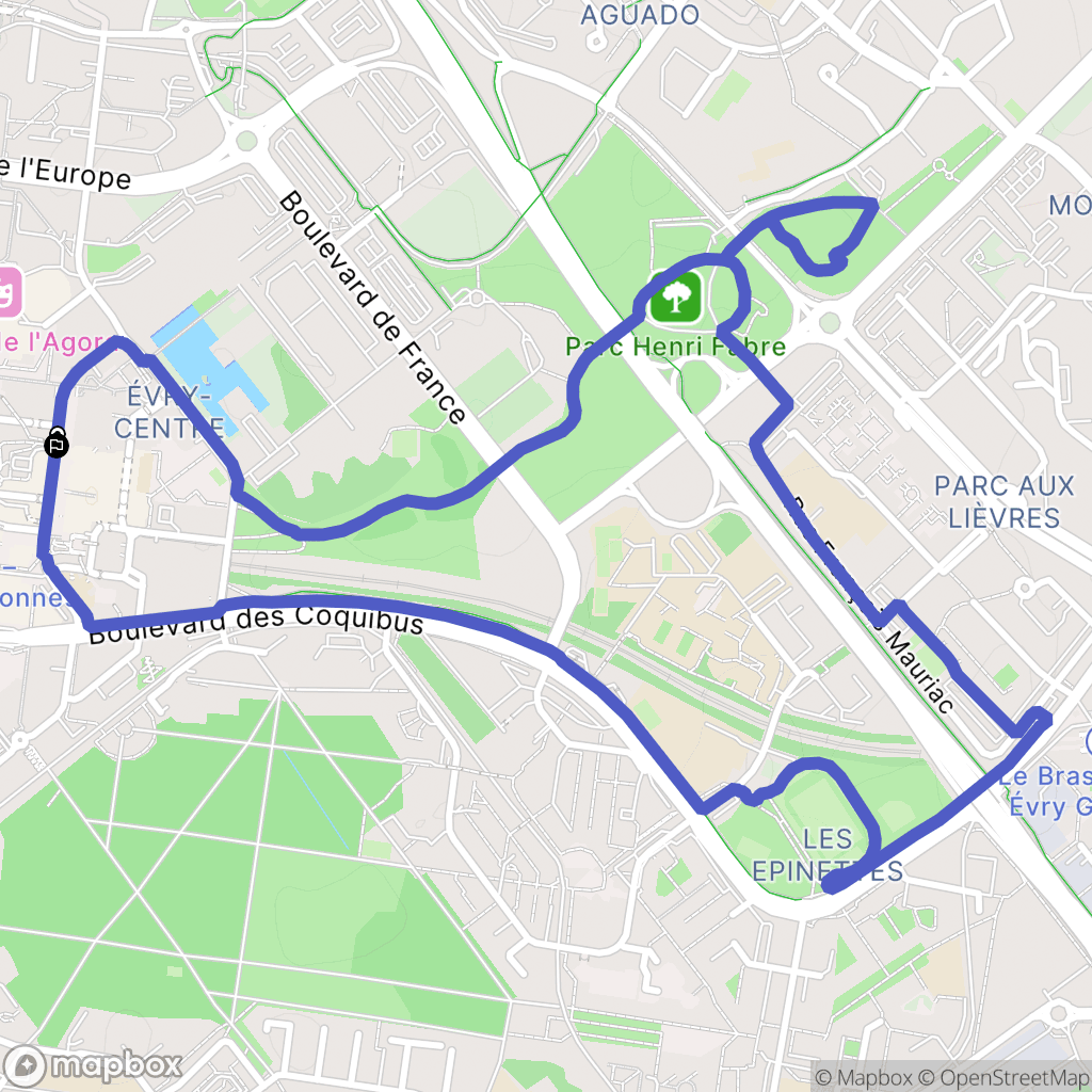 Évry-Courcouronnes : carte du parcours de randonnée - France