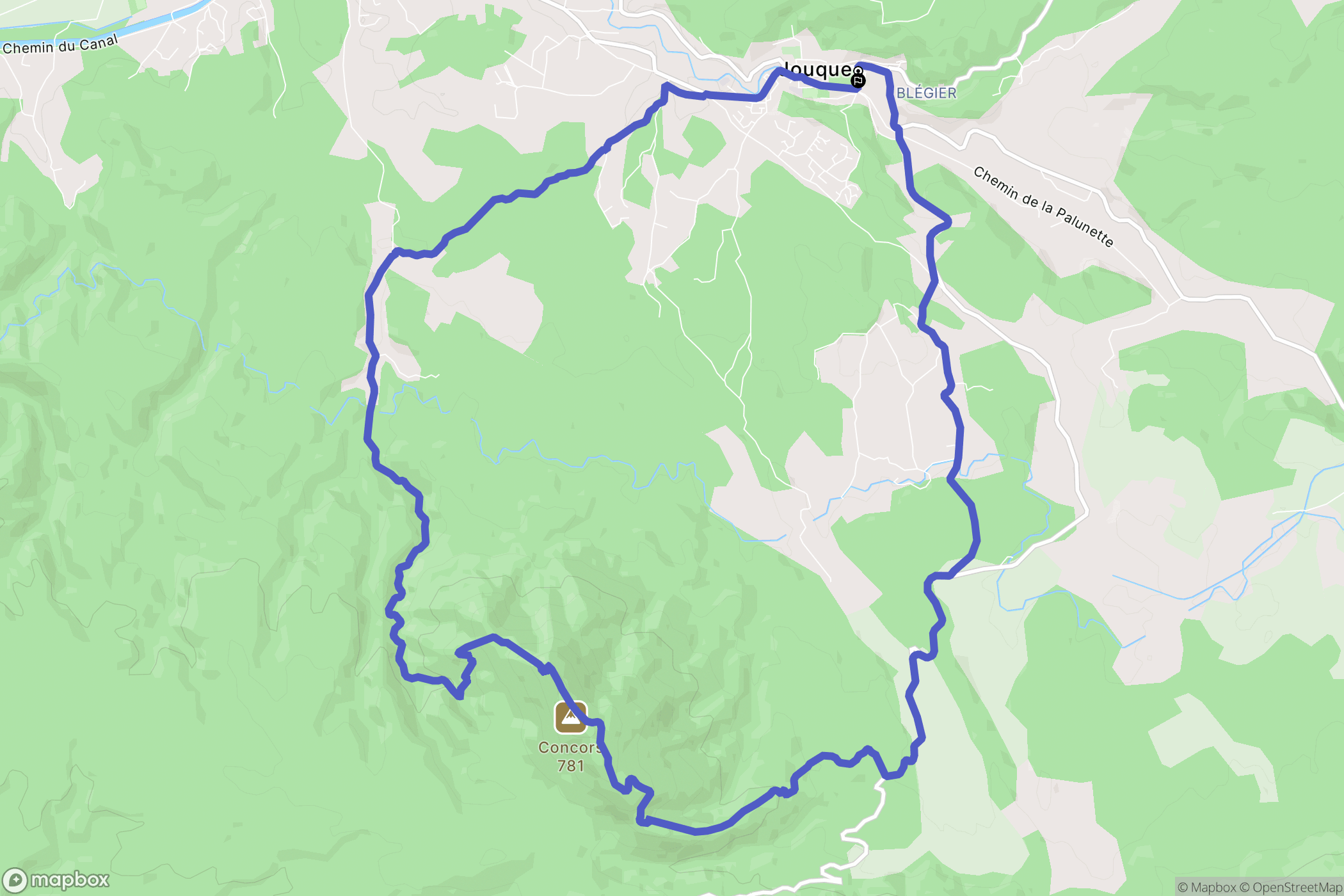 Jouques : carte du parcours de randonnée - France