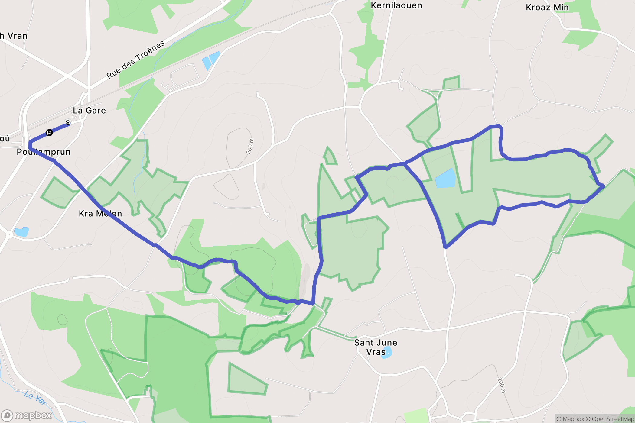 Plounérin : carte du parcours de randonnée - France