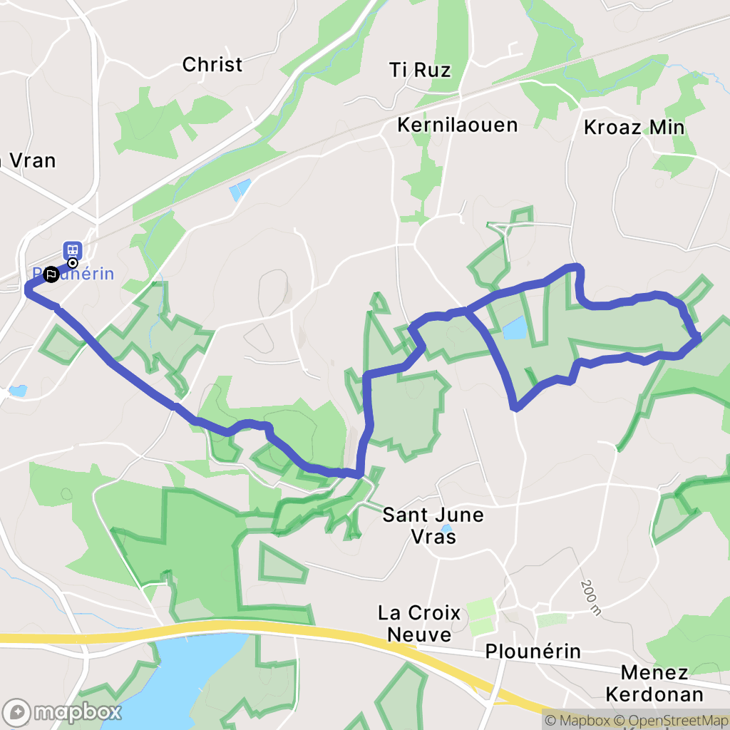 Plounérin : carte du parcours de randonnée - France