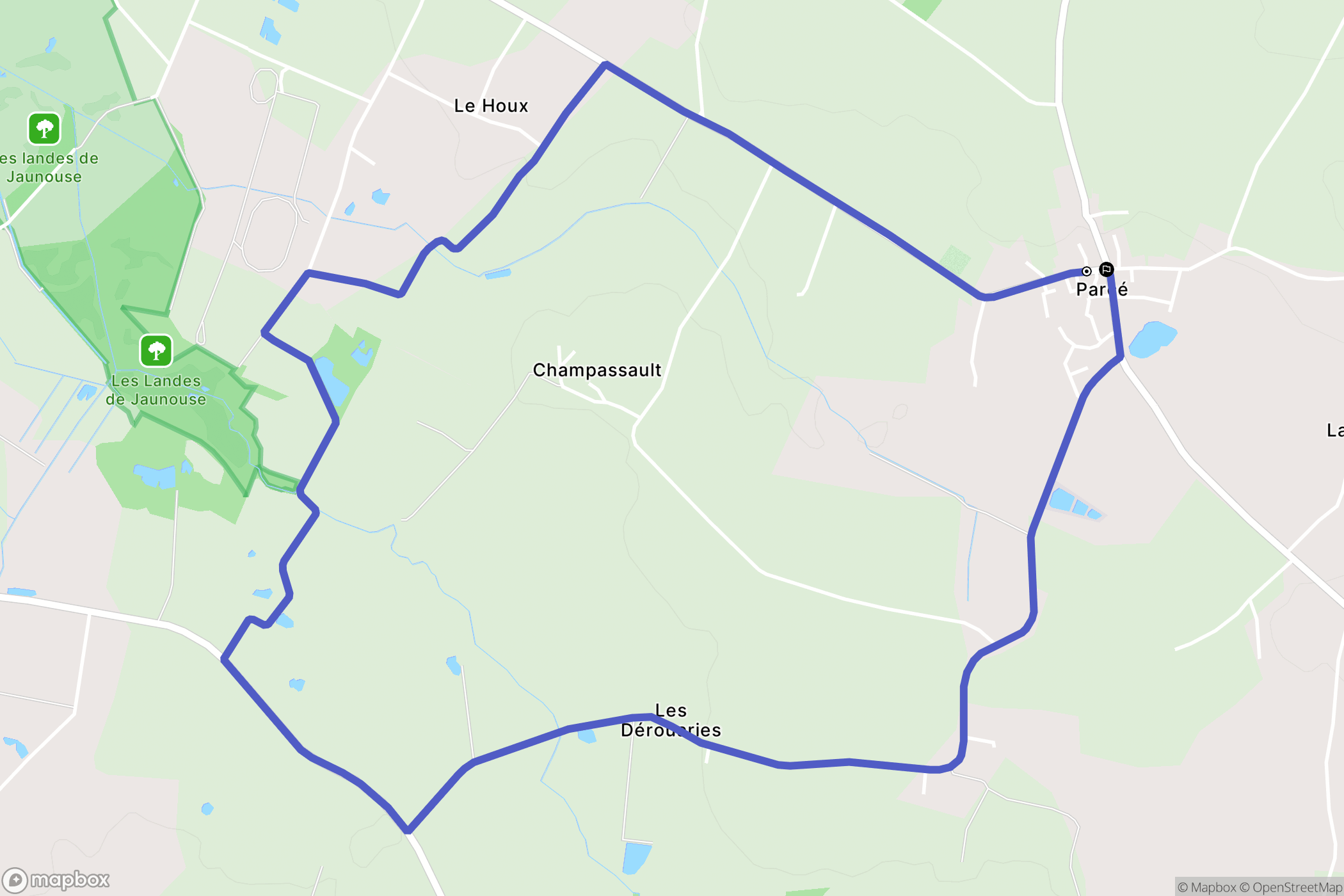 Parce : carte du parcours de randonnée - France