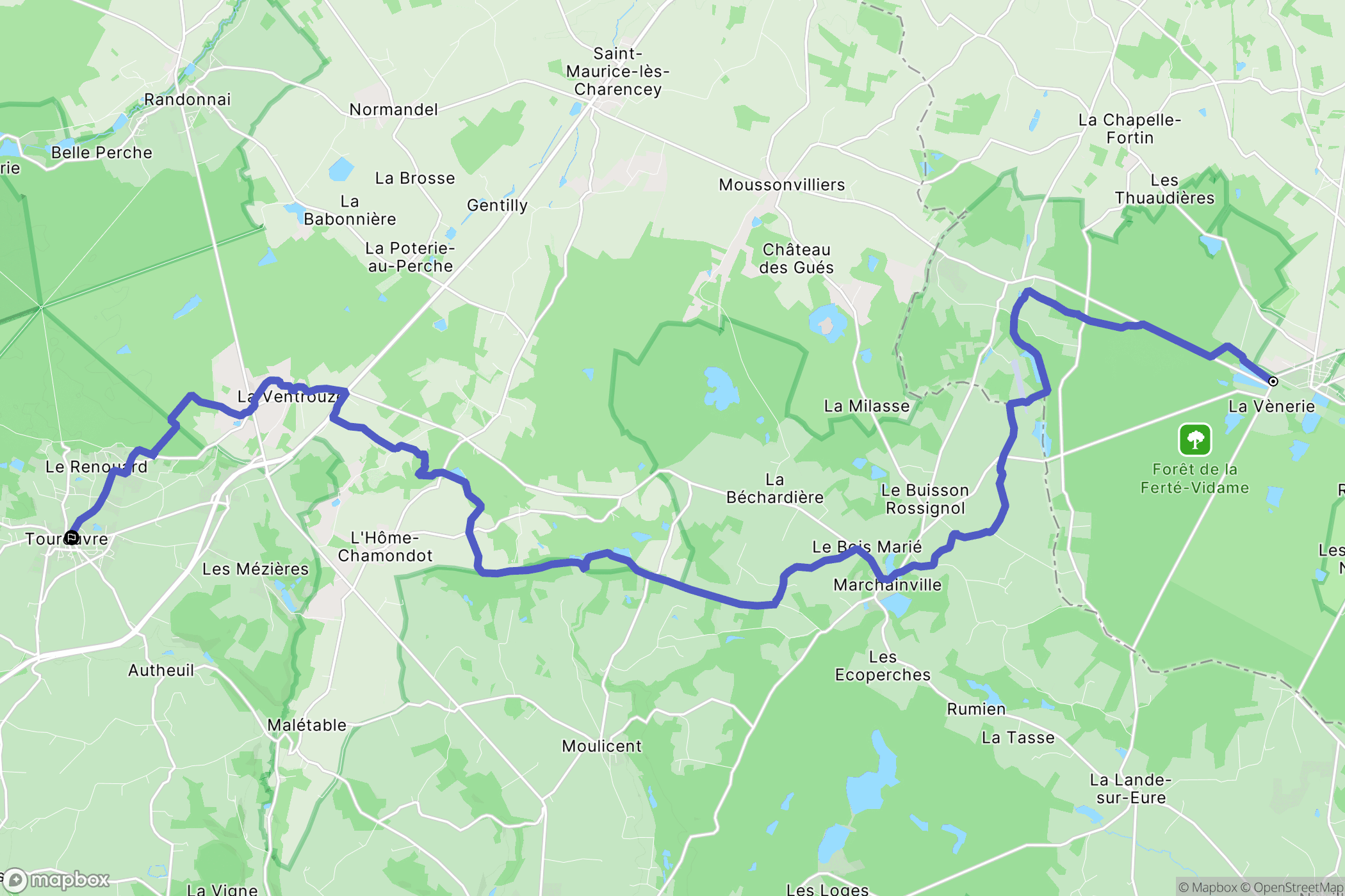 La Ferté-Vidame : carte du parcours de randonnée - France