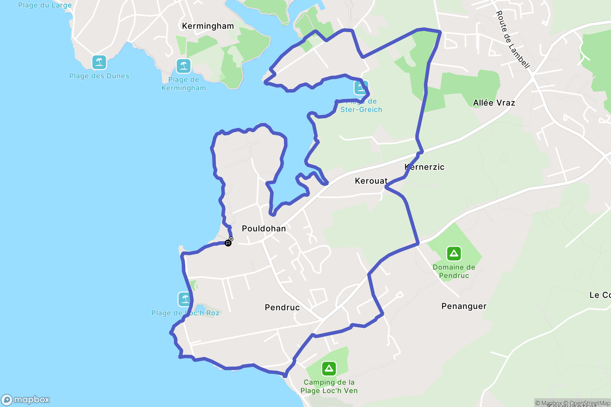 Pouldohan : carte du parcours de randonnée - France