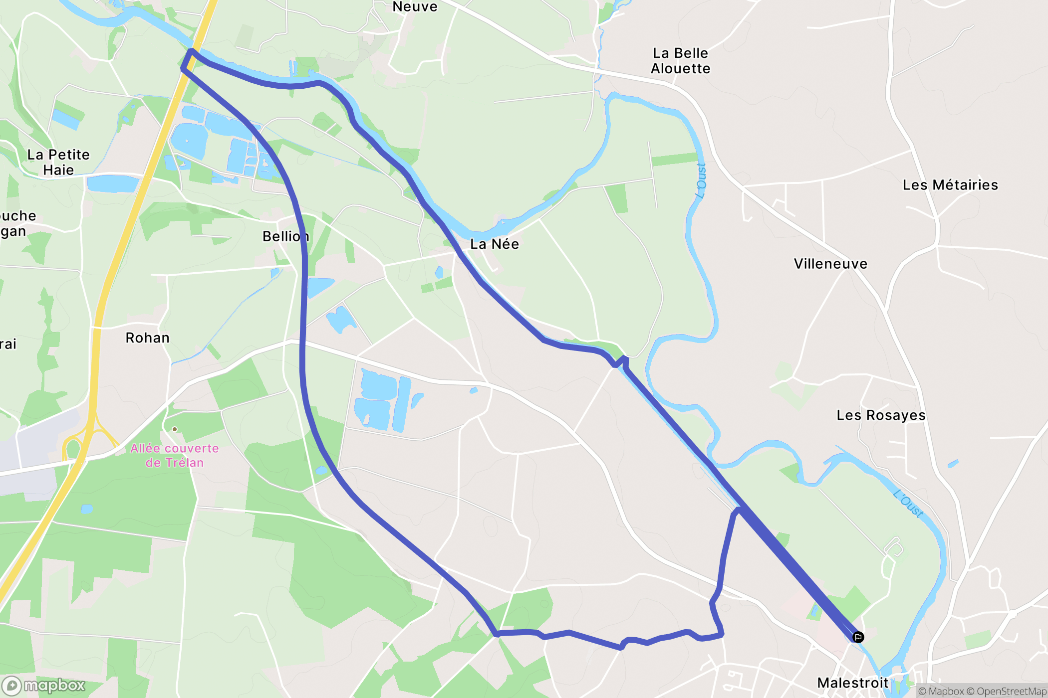 Malestroit : carte du parcours de randonnée - France