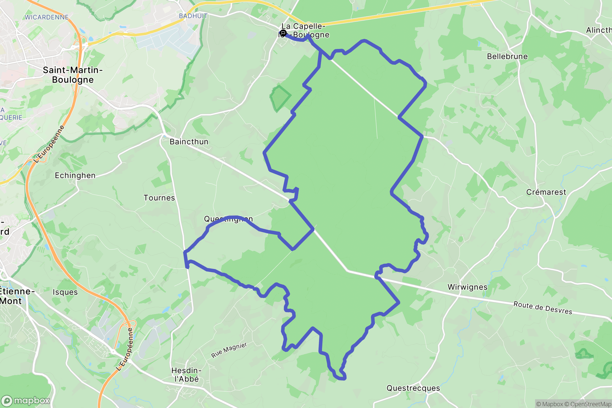 La Capelle-lès-Boulogne : carte du parcours de randonnée - France