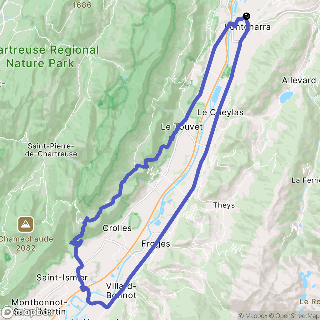 Le Pré Torchon, Pontcharra : carte du parcours de randonnée - France