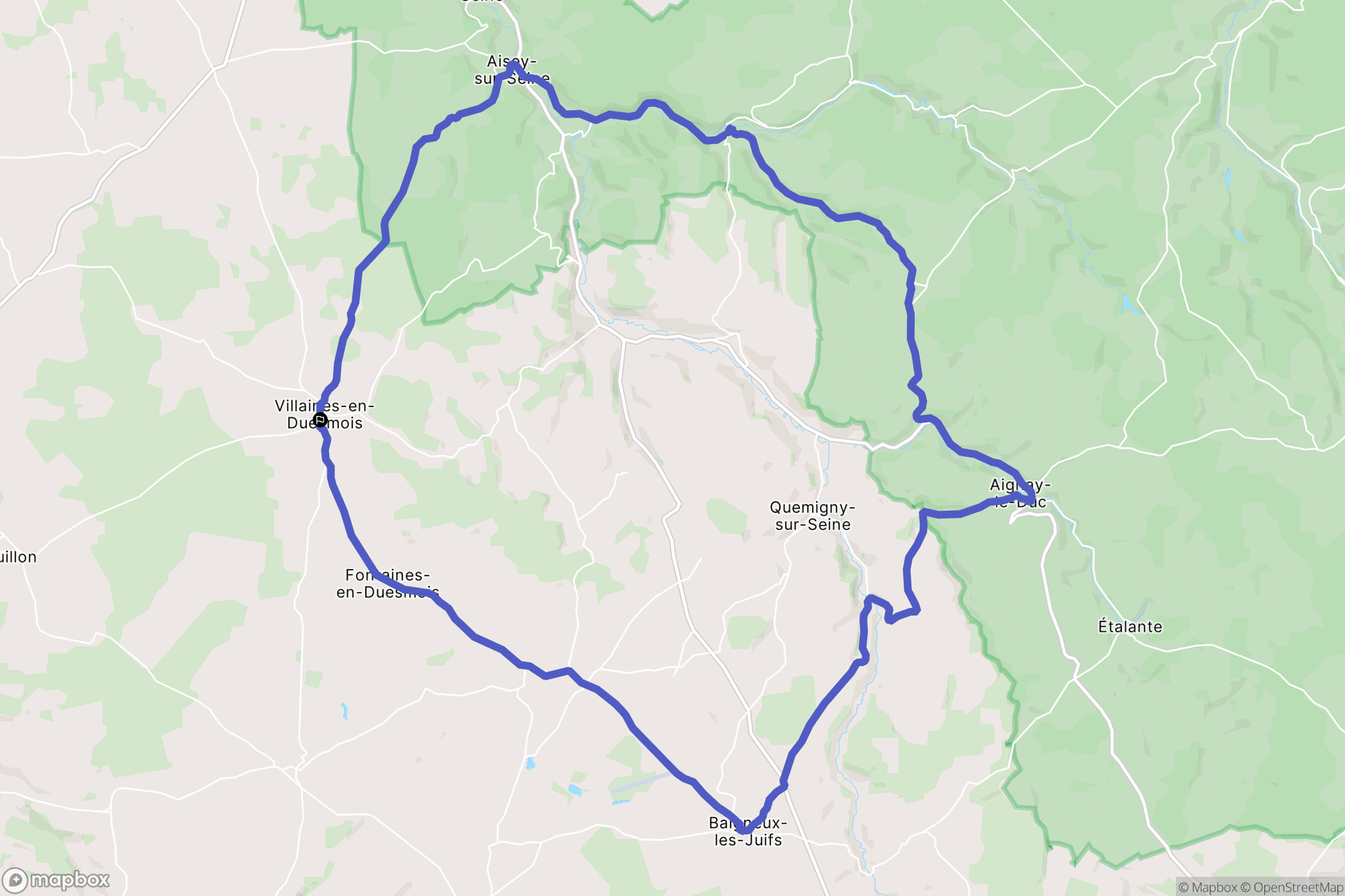 Villaines-en-Duesmois : carte du parcours de randonnée - France