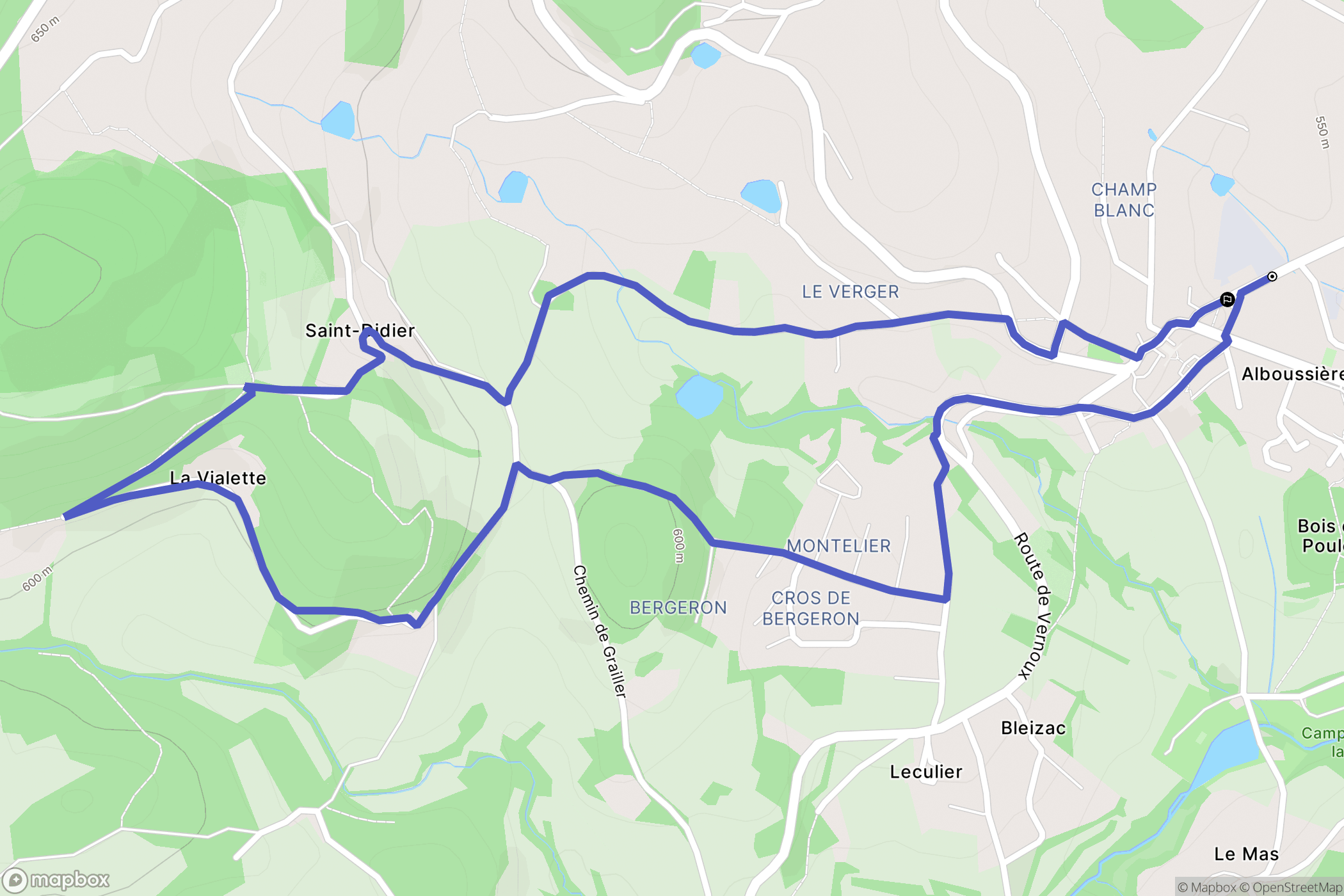 alboussière : carte du parcours de randonnée - France