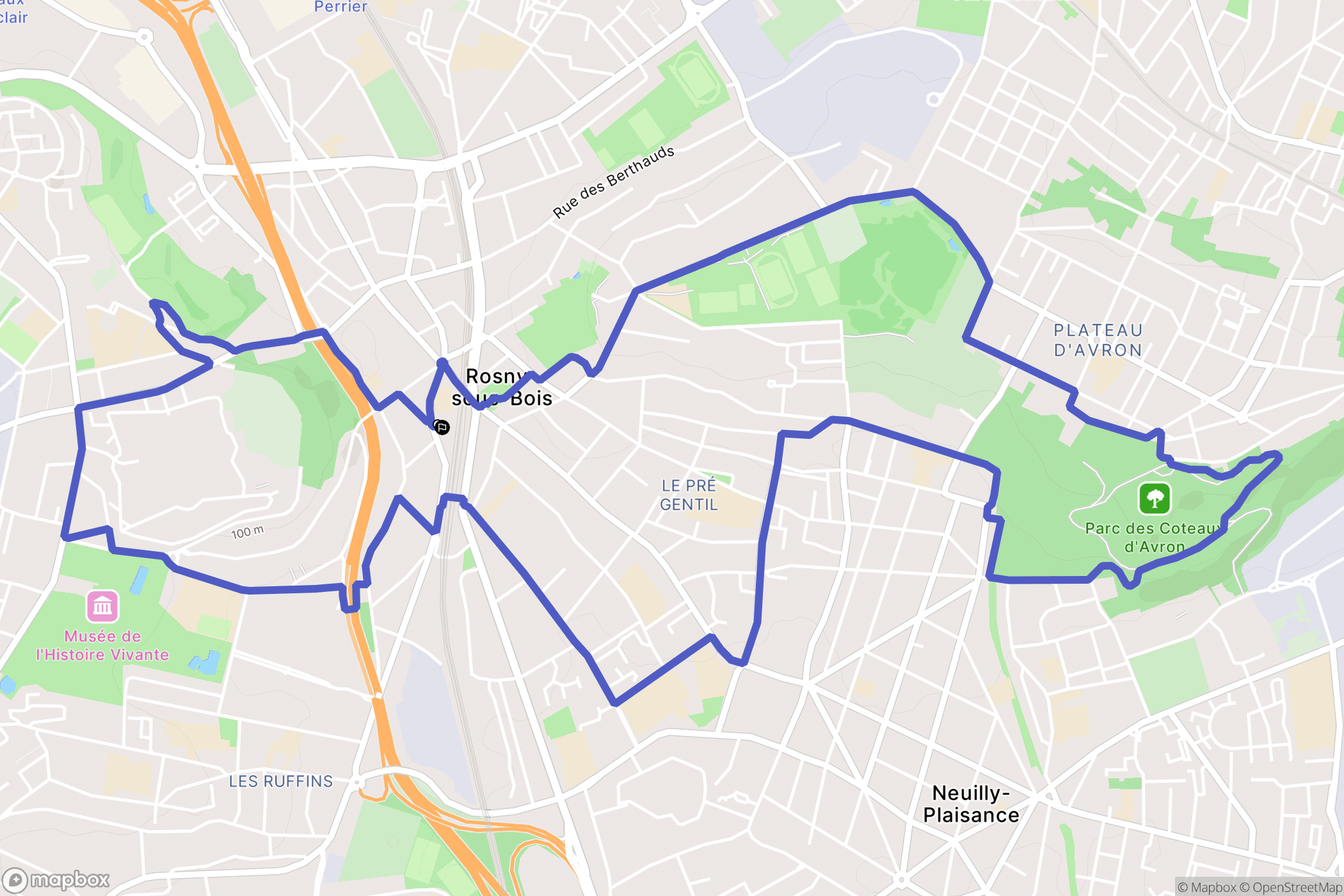 Rosny-sous-Bois : carte du parcours de randonnée - France