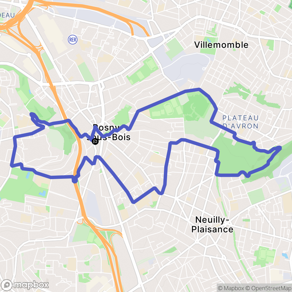 Rosny-sous-Bois : carte du parcours de randonnée - France